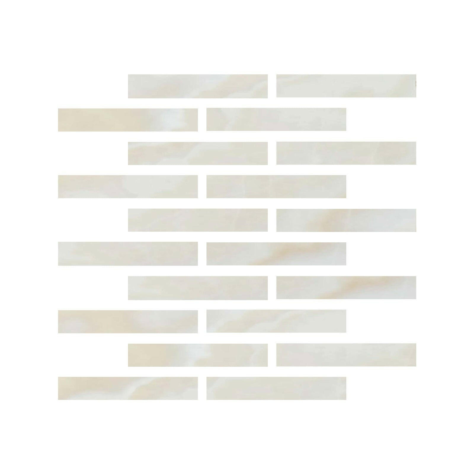 Special Cut | 2x12 Premium White Onyx CROSS-CUT Polished Tile - American Tile Depot