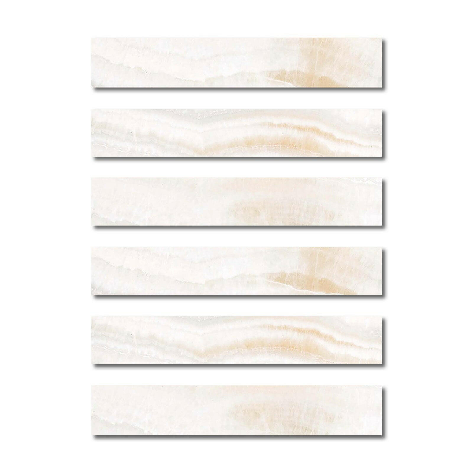 Special Cut | 2x12 Premium White Onyx VEIN-CUT Polished Tile - American Tile Depot