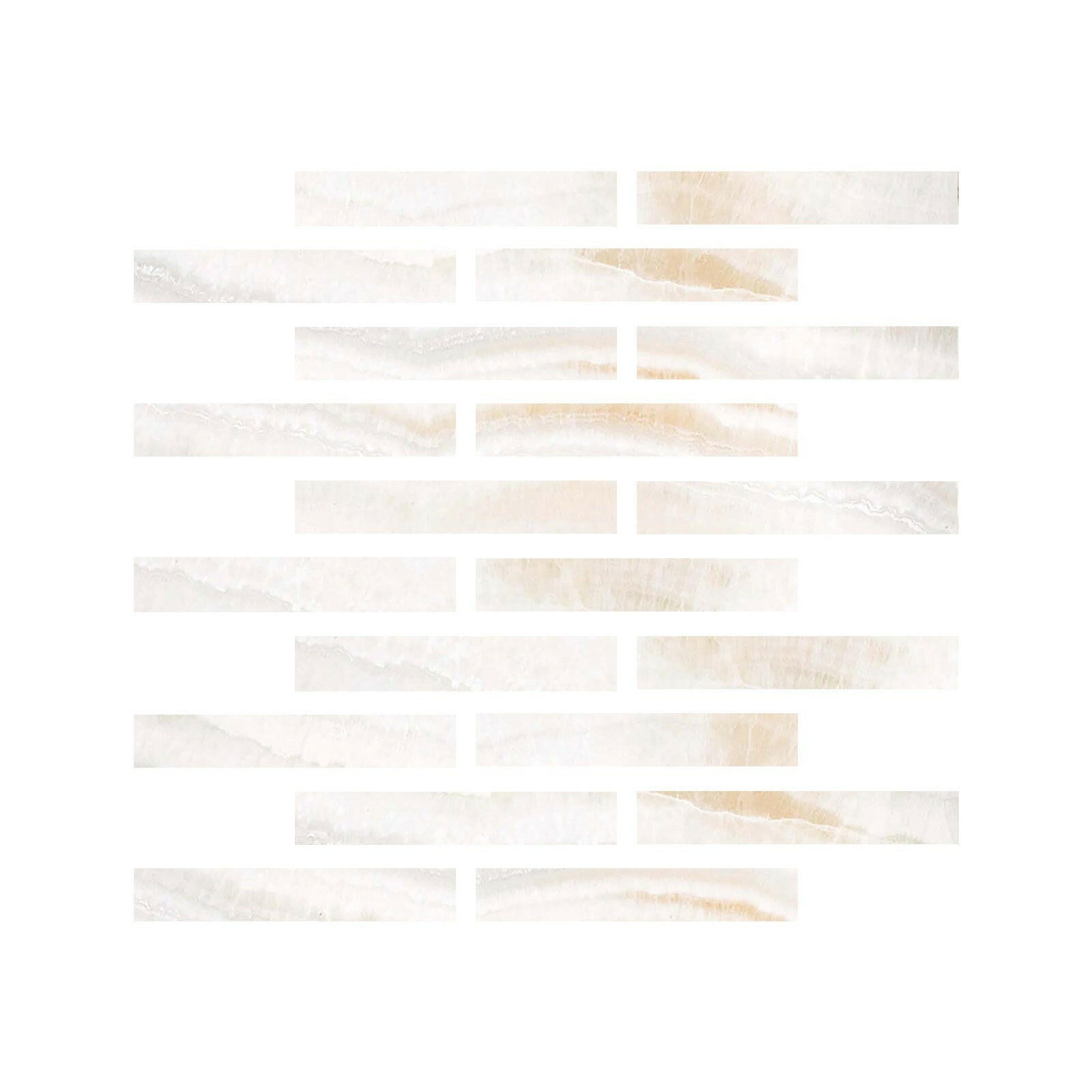 Special Cut | 2x12 Premium White Onyx VEIN-CUT Polished Tile - American Tile Depot
