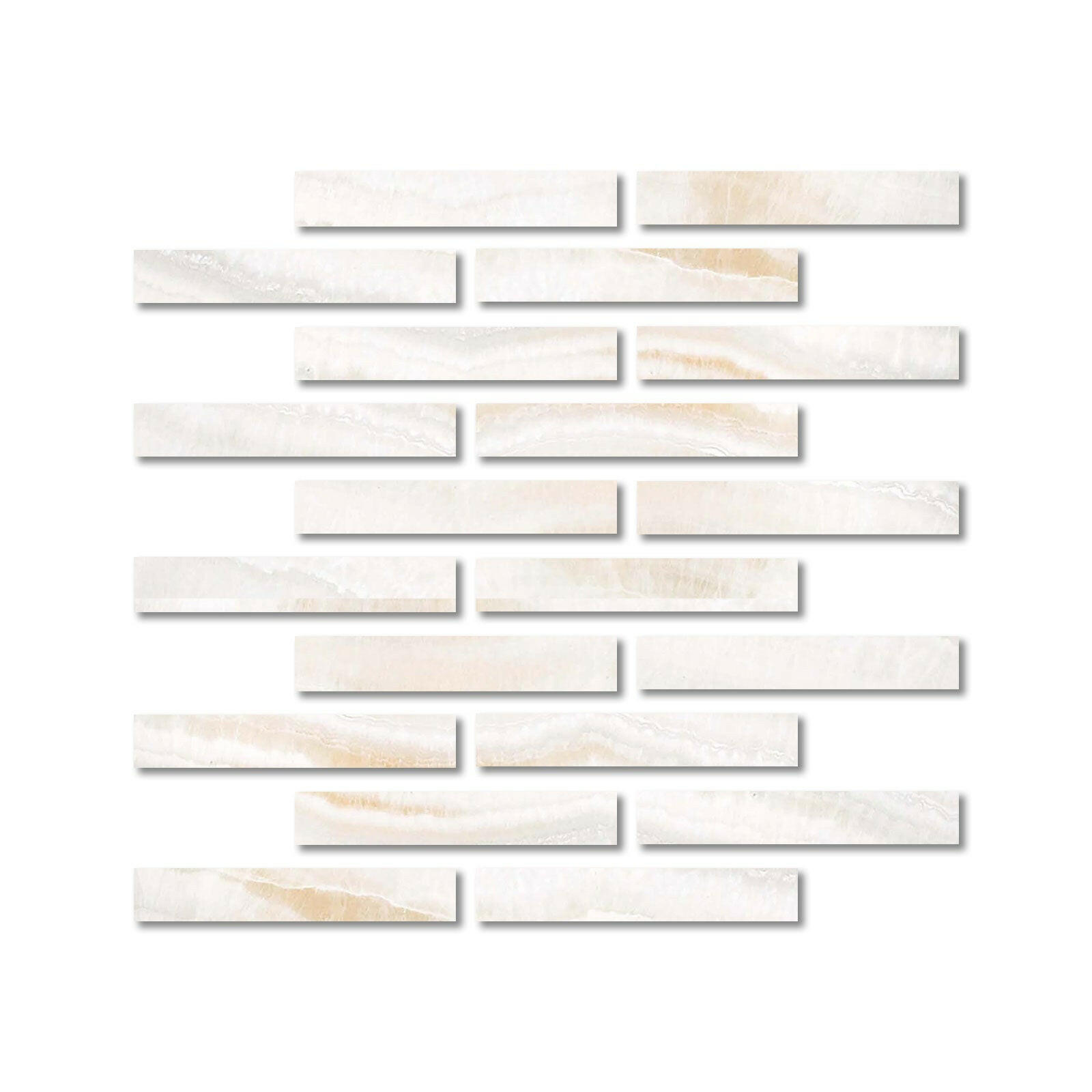 Special Cut | 2x12 Premium White Onyx VEIN-CUT Polished Tile - American Tile Depot