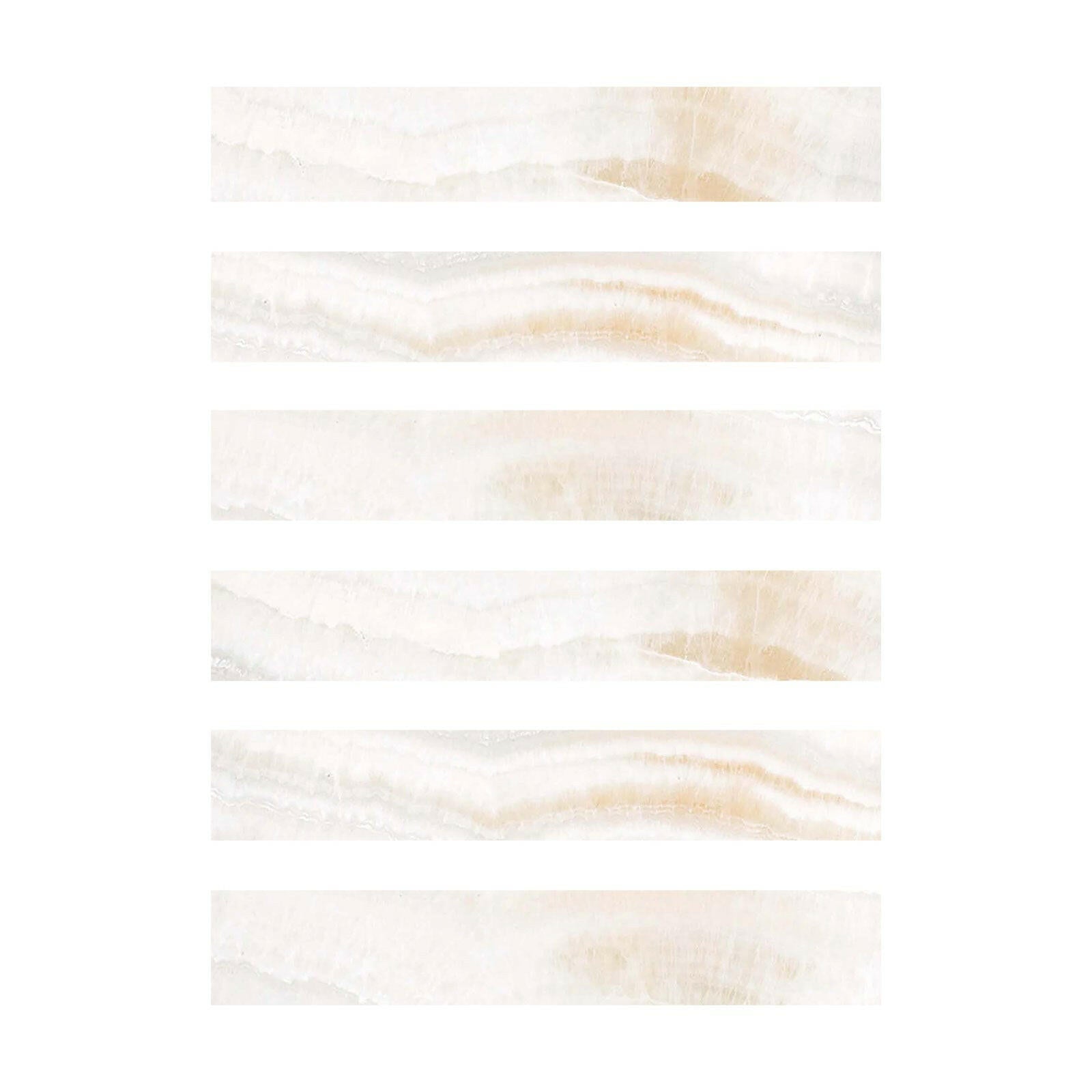Special Cut | 2x12 Premium White Onyx VEIN-CUT Polished Tile - American Tile Depot