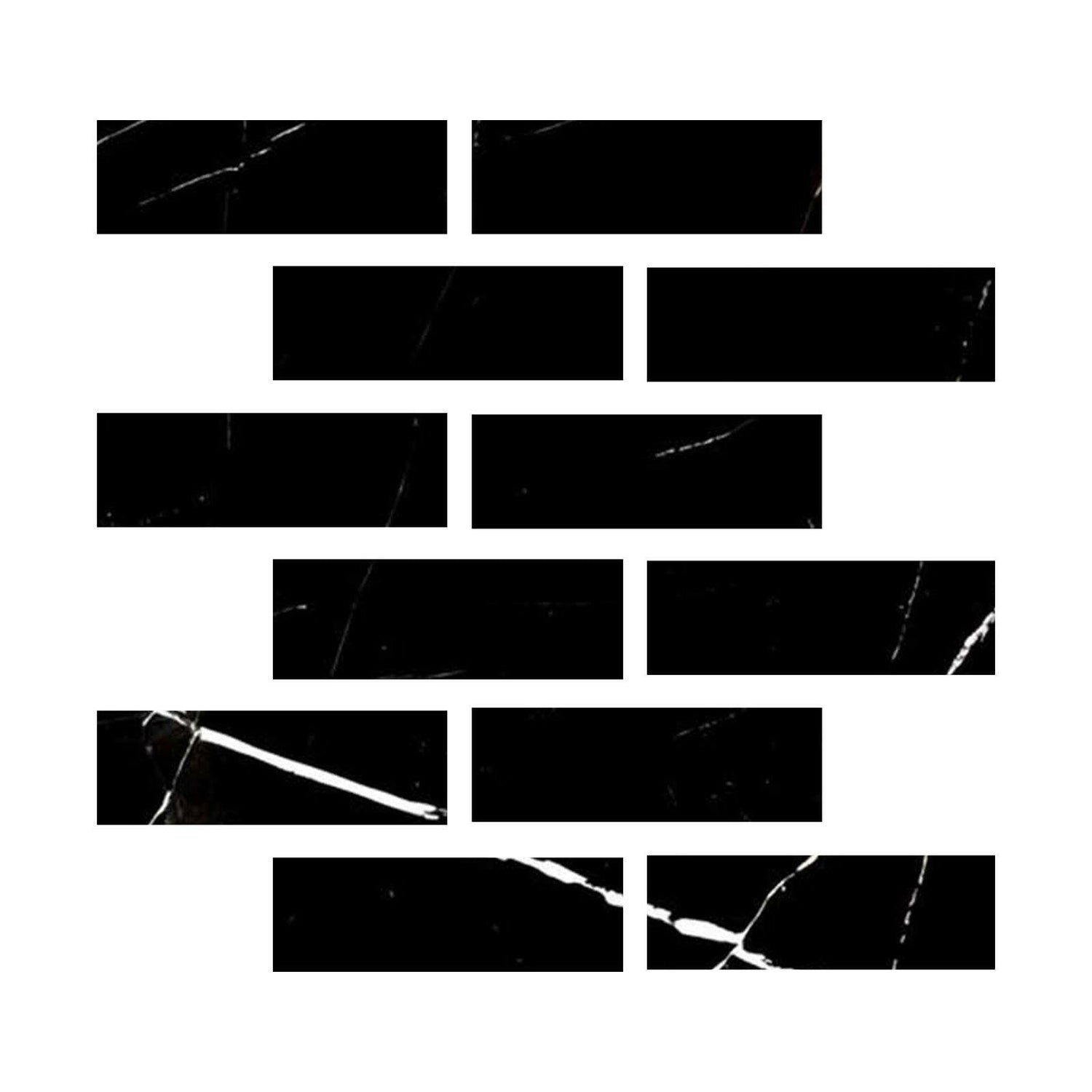 Special Cut | 2x6 Black Marquina Marble Polished Tile Special Cut | 2x6 Black Marquina Marble Polished Tile - American Tile Depot