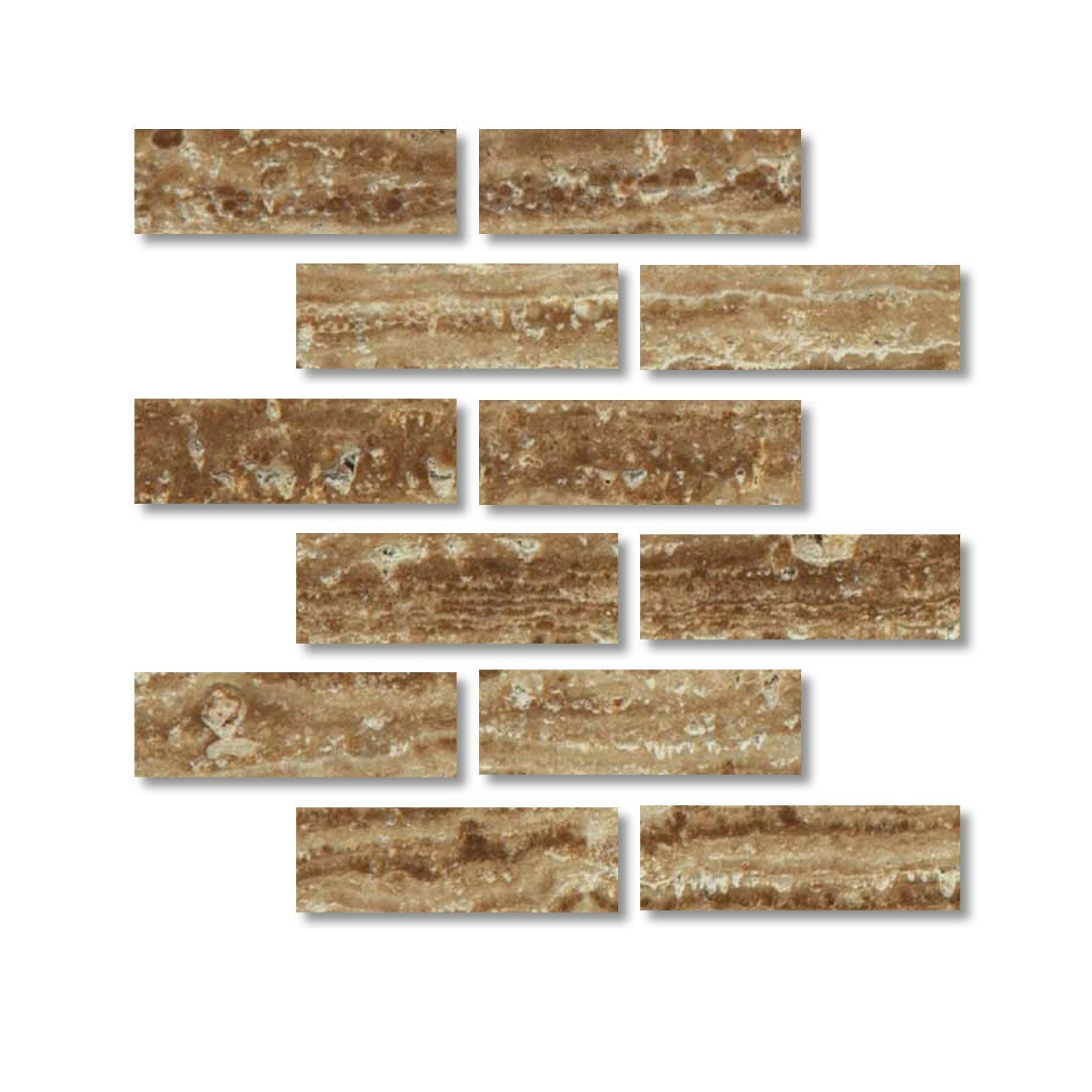 Special Cut | 2x6 Noce Exotic Travertine (Vein-Cut) Filled & Honed Tile Special Cut | 2x6 Noce Exotic Travertine (Vein-Cut) Filled & Honed Tile - American Tile Depot