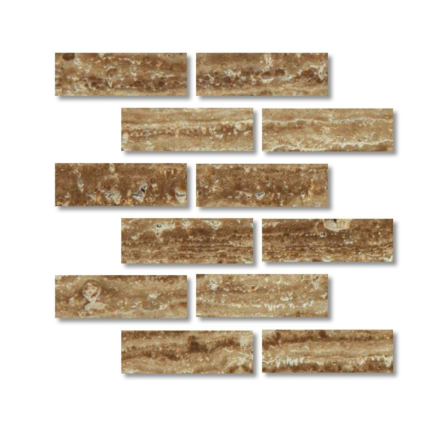 Special Cut | 2x6 Noce Exotic Travertine (Vein-Cut) Filled & Polished Tile Special Cut | 2x6 Noce Exotic Travertine (Vein-Cut) Filled & Polished Tile - American Tile Depot