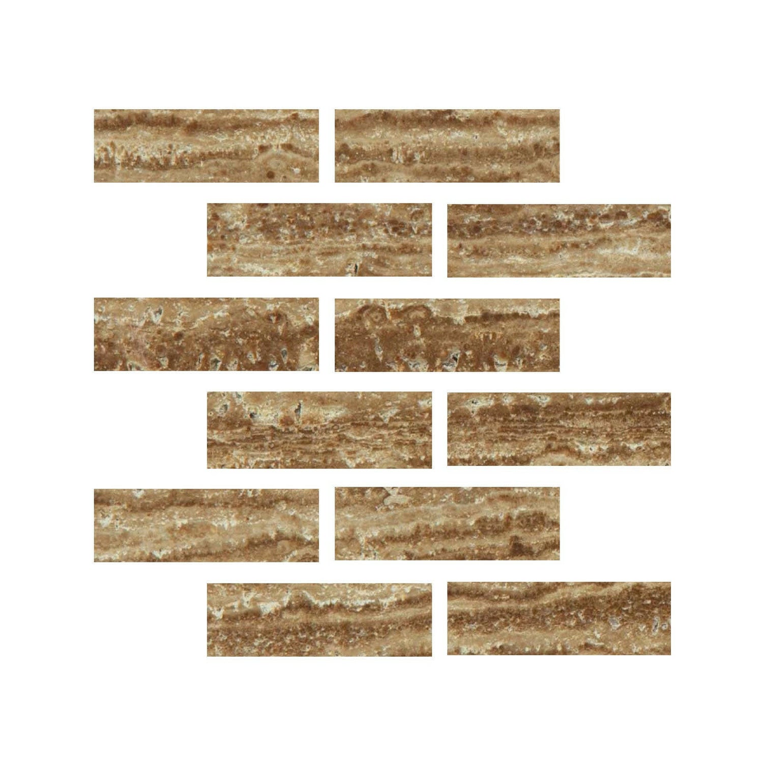 Special Cut | 2x6 Noce Exotic Travertine (Vein-Cut) Filled & Polished Tile Special Cut | 2x6 Noce Exotic Travertine (Vein-Cut) Filled & Polished Tile - American Tile Depot