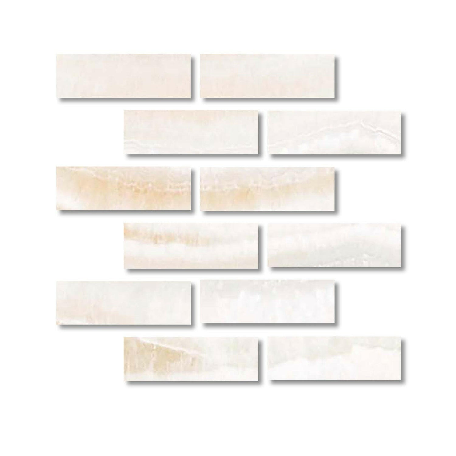 Special Cut | 2x6 Premium White Onyx VEIN-CUT Polished Tile Special Cut | 2x6 Premium White Onyx VEIN-CUT Polished Tile - American Tile Depot