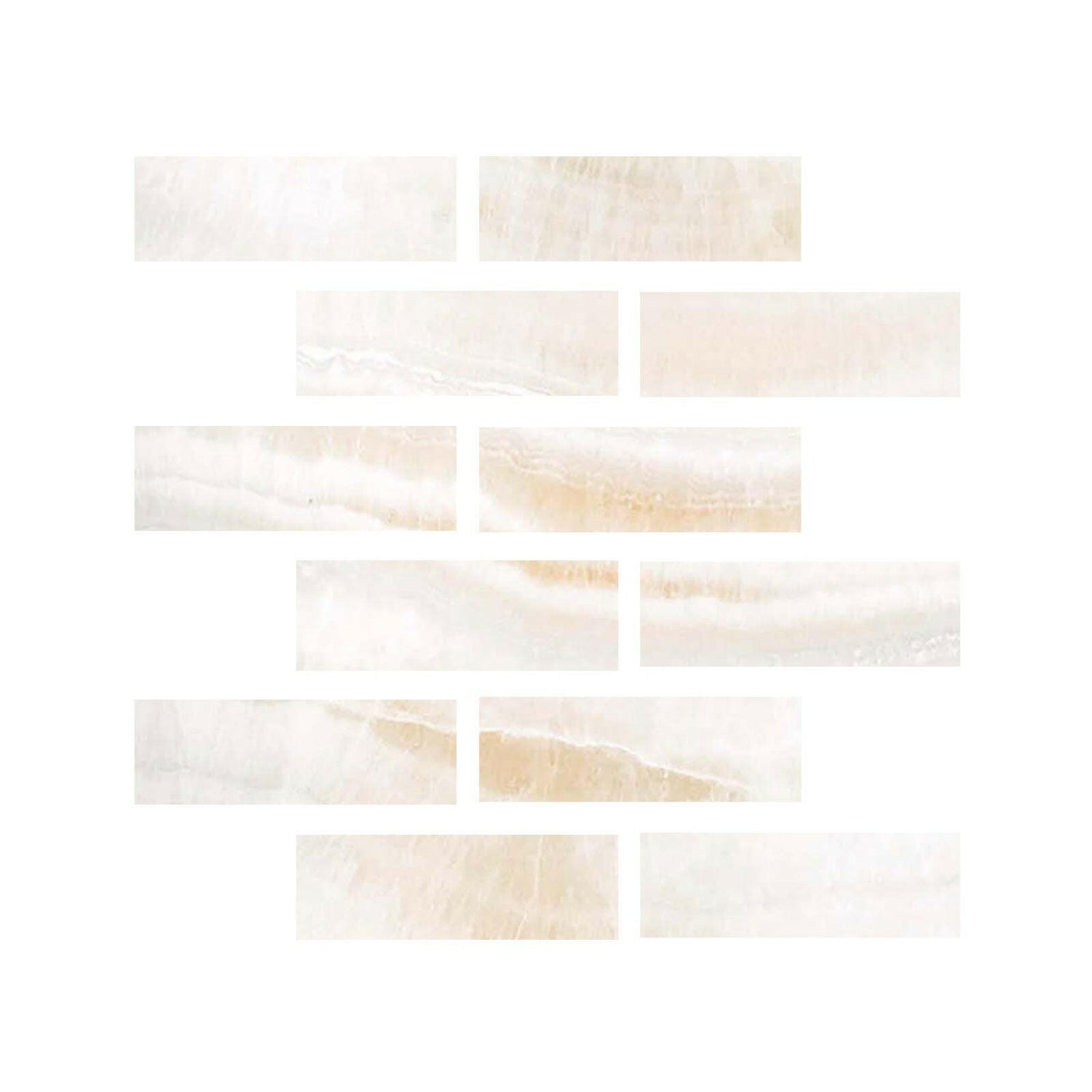 Special Cut | 2x6 Premium White Onyx VEIN-CUT Polished Tile Special Cut | 2x6 Premium White Onyx VEIN-CUT Polished Tile - American Tile Depot