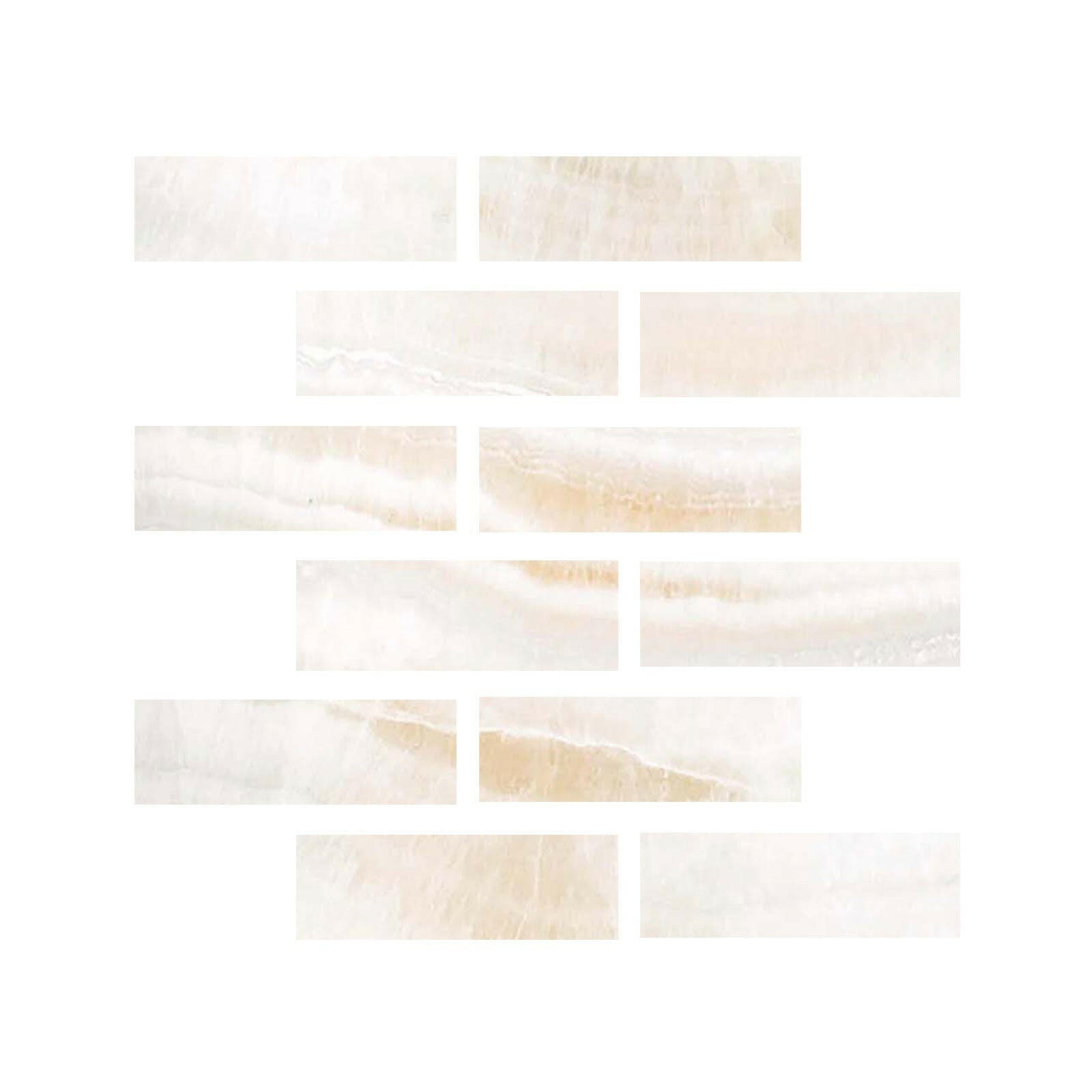Special Cut | 2x6 Premium White Onyx VEIN-CUT Polished Tile - American Tile Depot