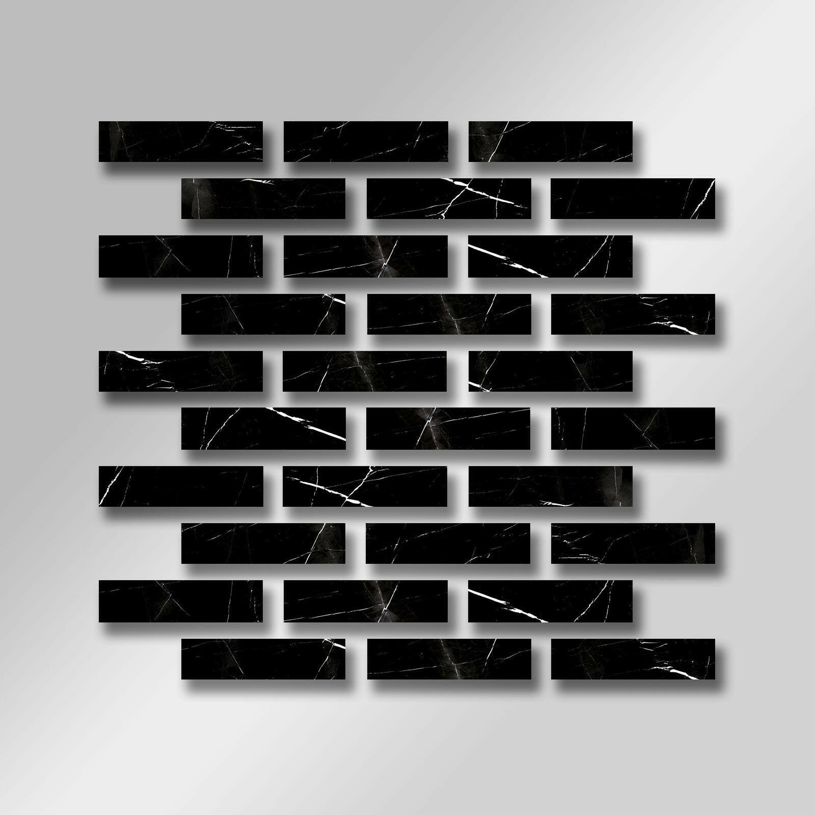 Special Cut | 2x8 Black Marquina Marble Honed Tile Special Cut | 2x8 Black Marquina Marble Honed Tile - American Tile Depot