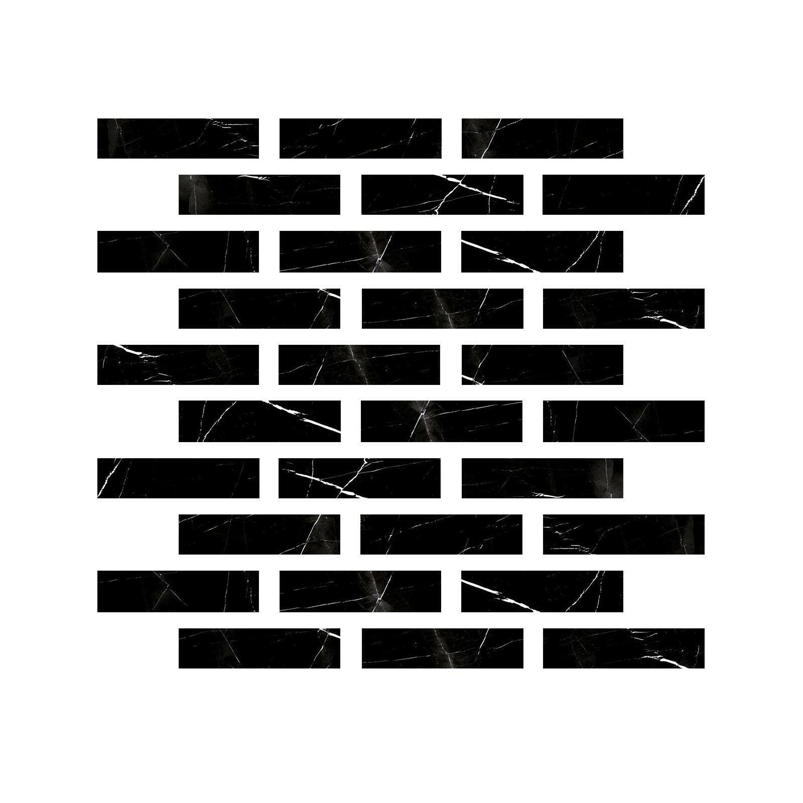 Special Cut | 2x8 Black Marquina Marble Polished Tile Special Cut | 2x8 Black Marquina Marble Polished Tile - American Tile Depot