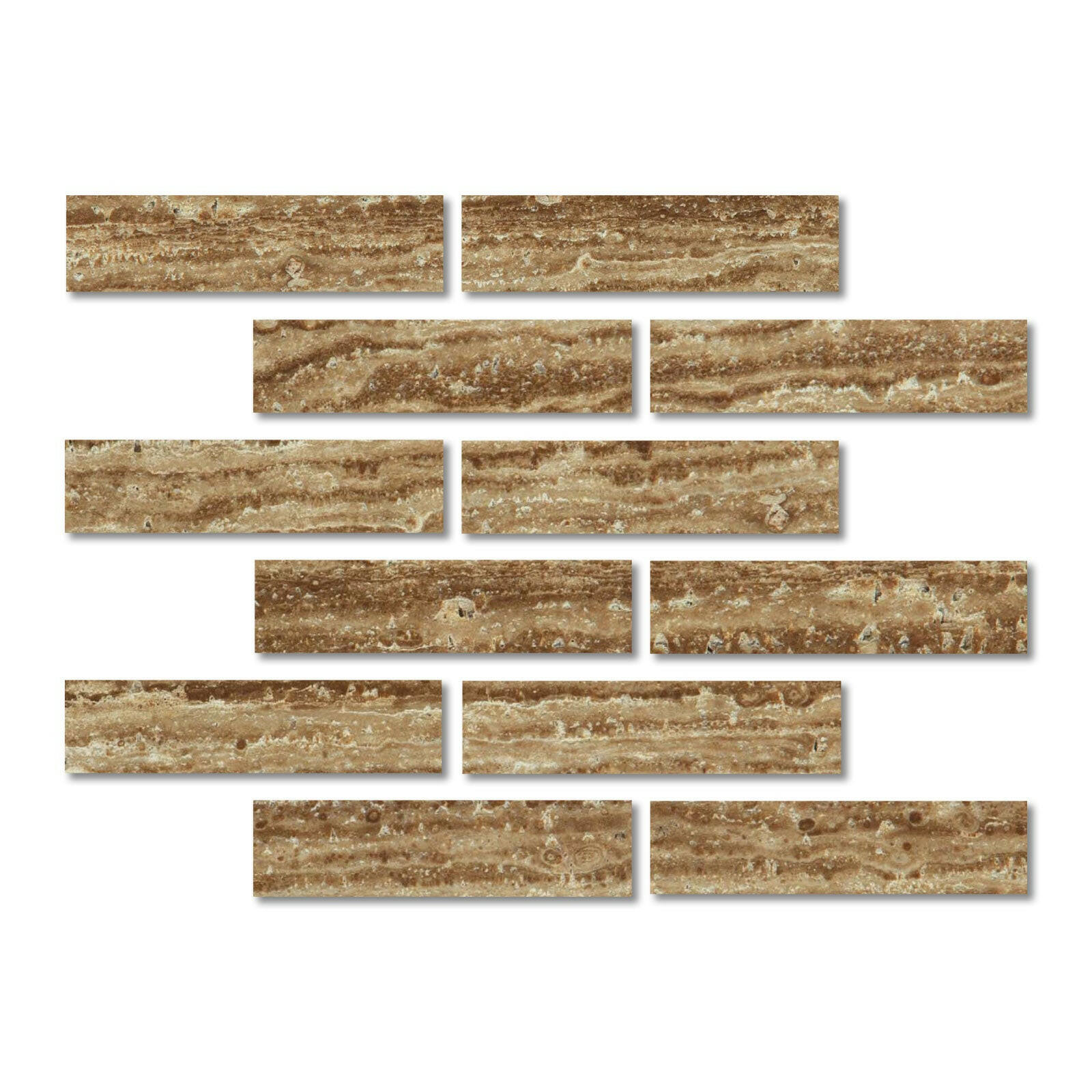 Special Cut | 2x8 Noce Exotic Travertine (Vein-Cut) Filled & Honed Tile Special Cut | 2x8 Noce Exotic Travertine (Vein-Cut) Filled & Honed Tile - American Tile Depot