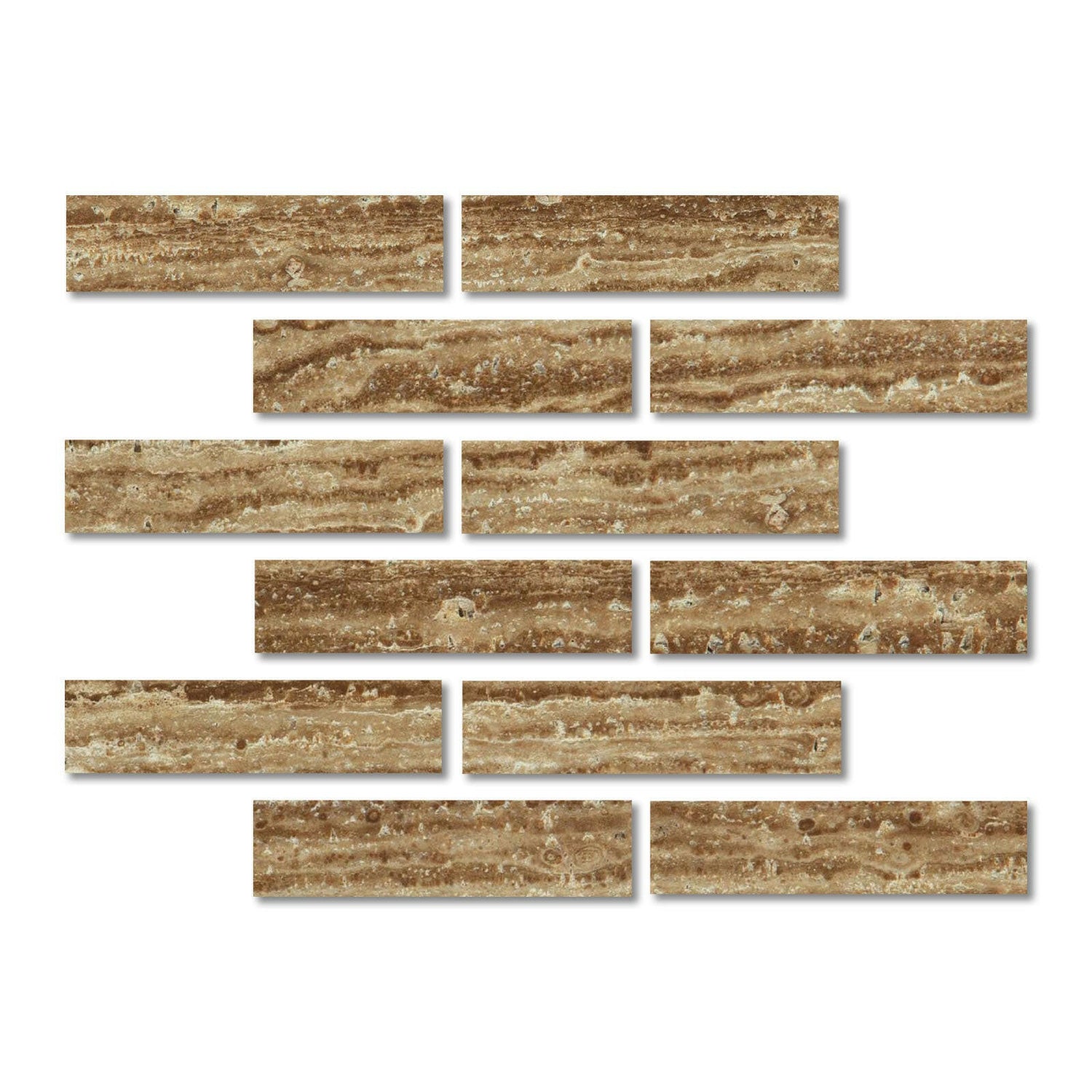 Special Cut | 2x8 Noce Exotic Travertine (Vein-Cut) Filled & Polished Tile Special Cut | 2x8 Noce Exotic Travertine (Vein-Cut) Filled & Polished Tile - American Tile Depot