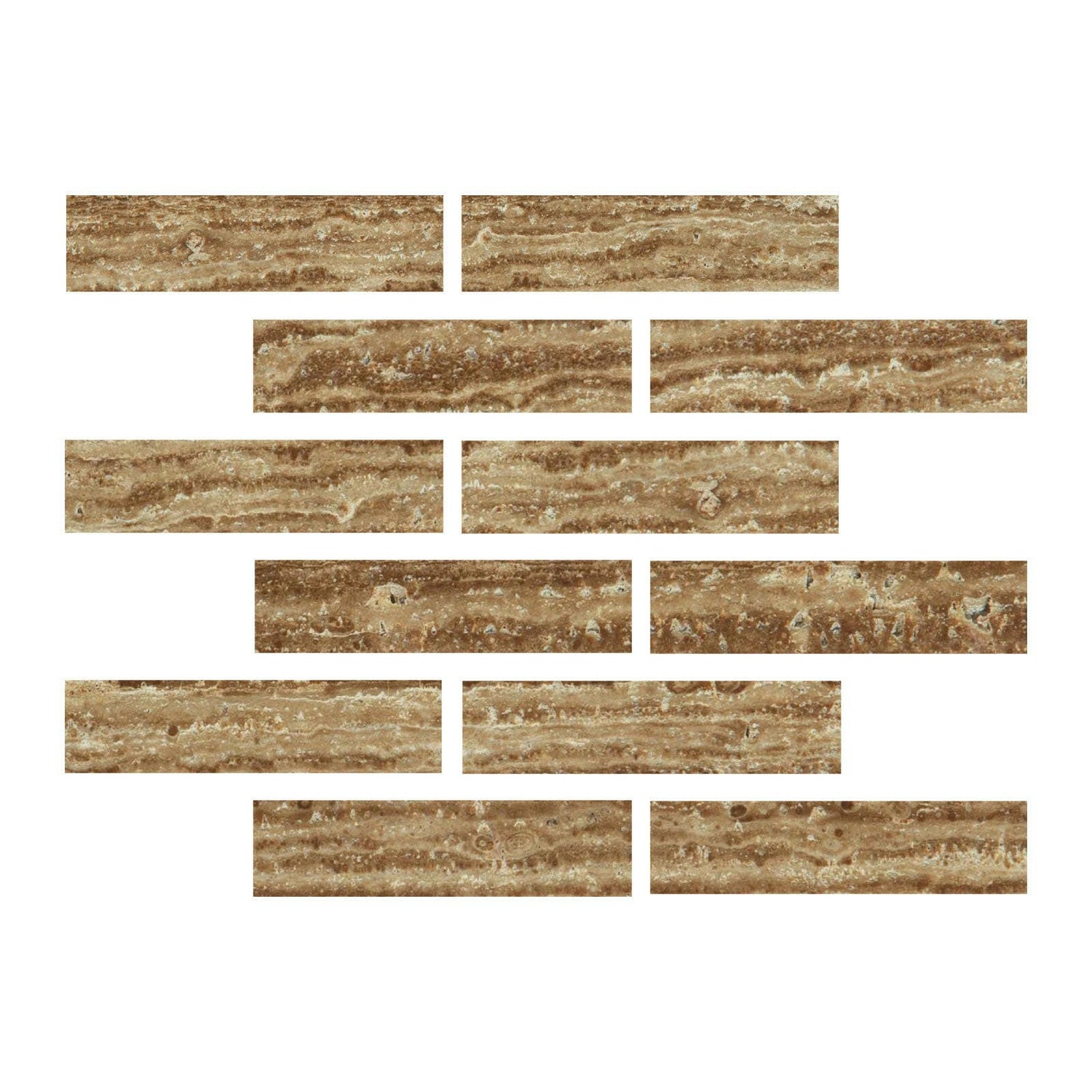 Special Cut | 2x8 Noce Exotic Travertine (Vein-Cut) Filled & Polished Tile Special Cut | 2x8 Noce Exotic Travertine (Vein-Cut) Filled & Polished Tile - American Tile Depot