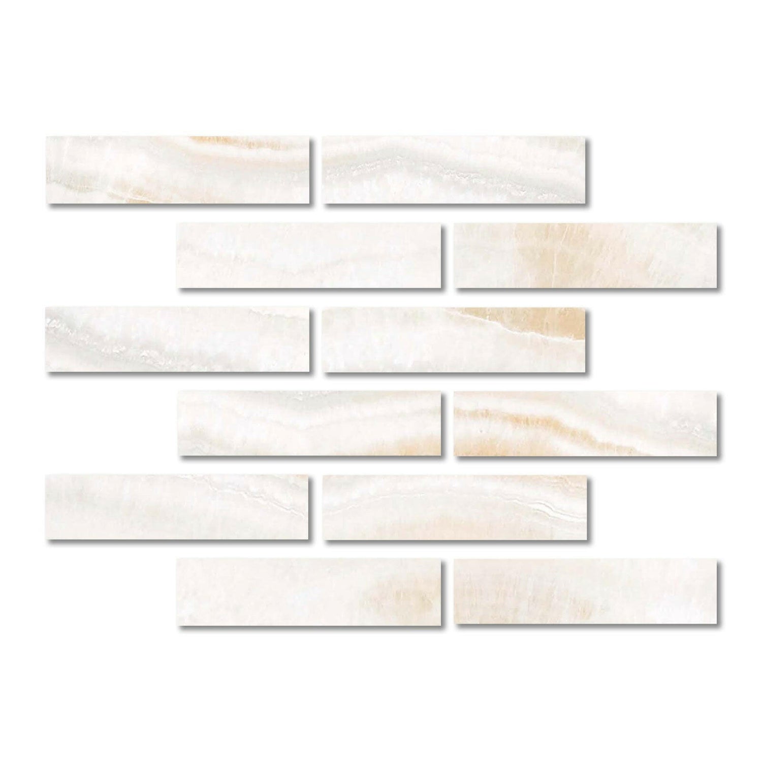 Special Cut | 2x8 Premium White Onyx VEIN-CUT Polished Tile Special Cut | 2x8 Premium White Onyx VEIN-CUT Polished Tile - American Tile Depot