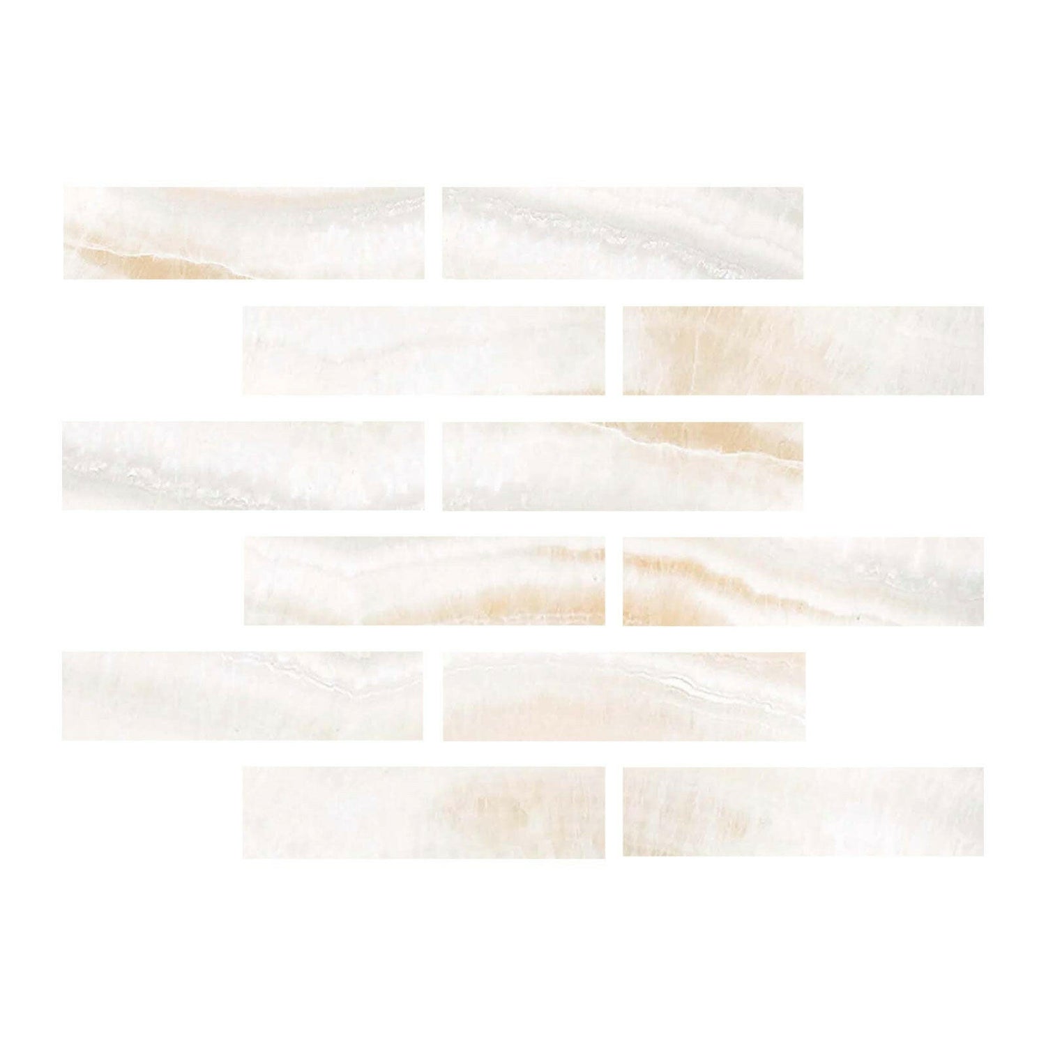 Special Cut | 2x8 Premium White Onyx VEIN-CUT Polished Tile Special Cut | 2x8 Premium White Onyx VEIN-CUT Polished Tile - American Tile Depot