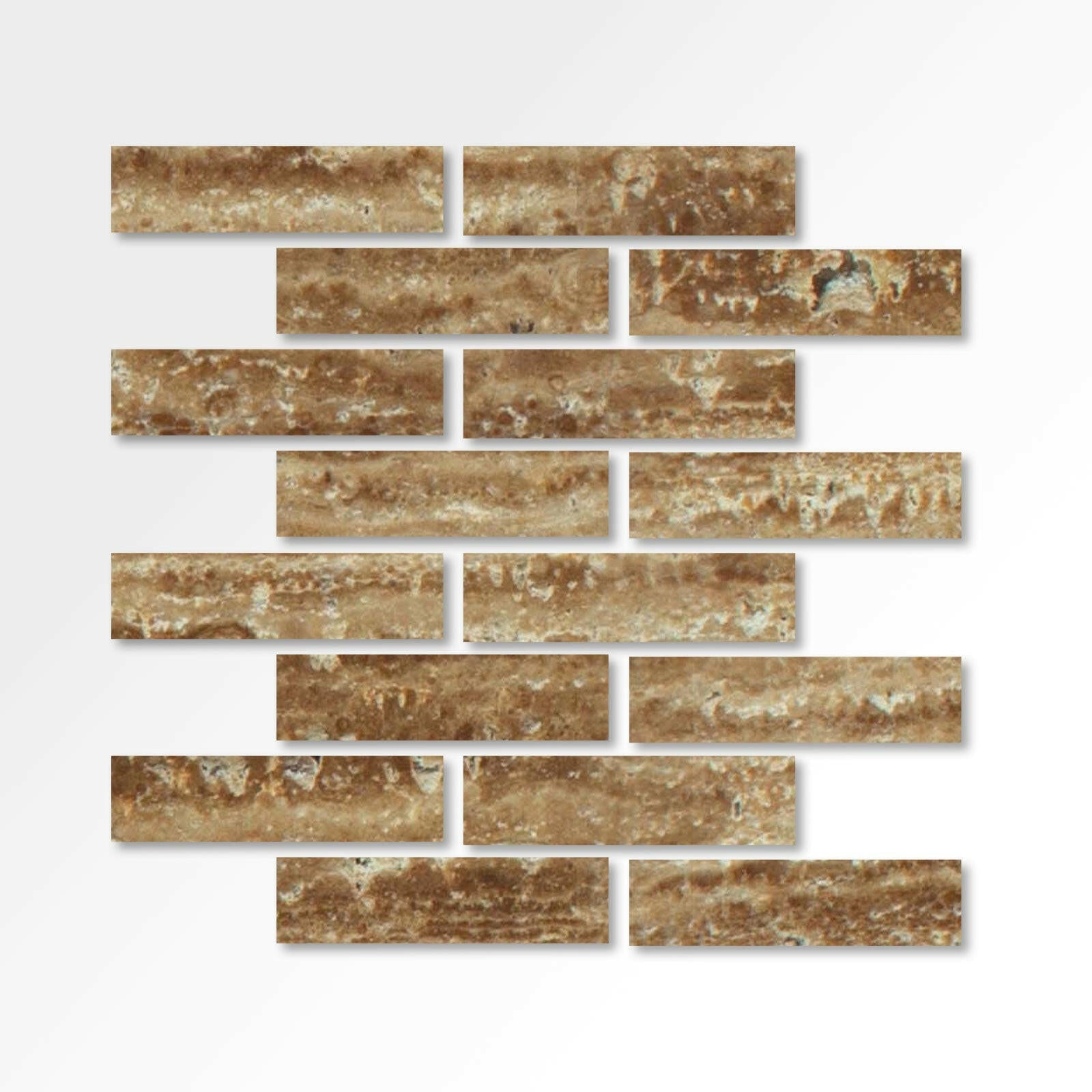 Special Cut | 3x12 Noce Exotic Travertine (Vein-Cut) Filled & Polished Tile Special Cut | 3x12 Noce Exotic Travertine (Vein-Cut) Filled & Polished Tile - American Tile Depot