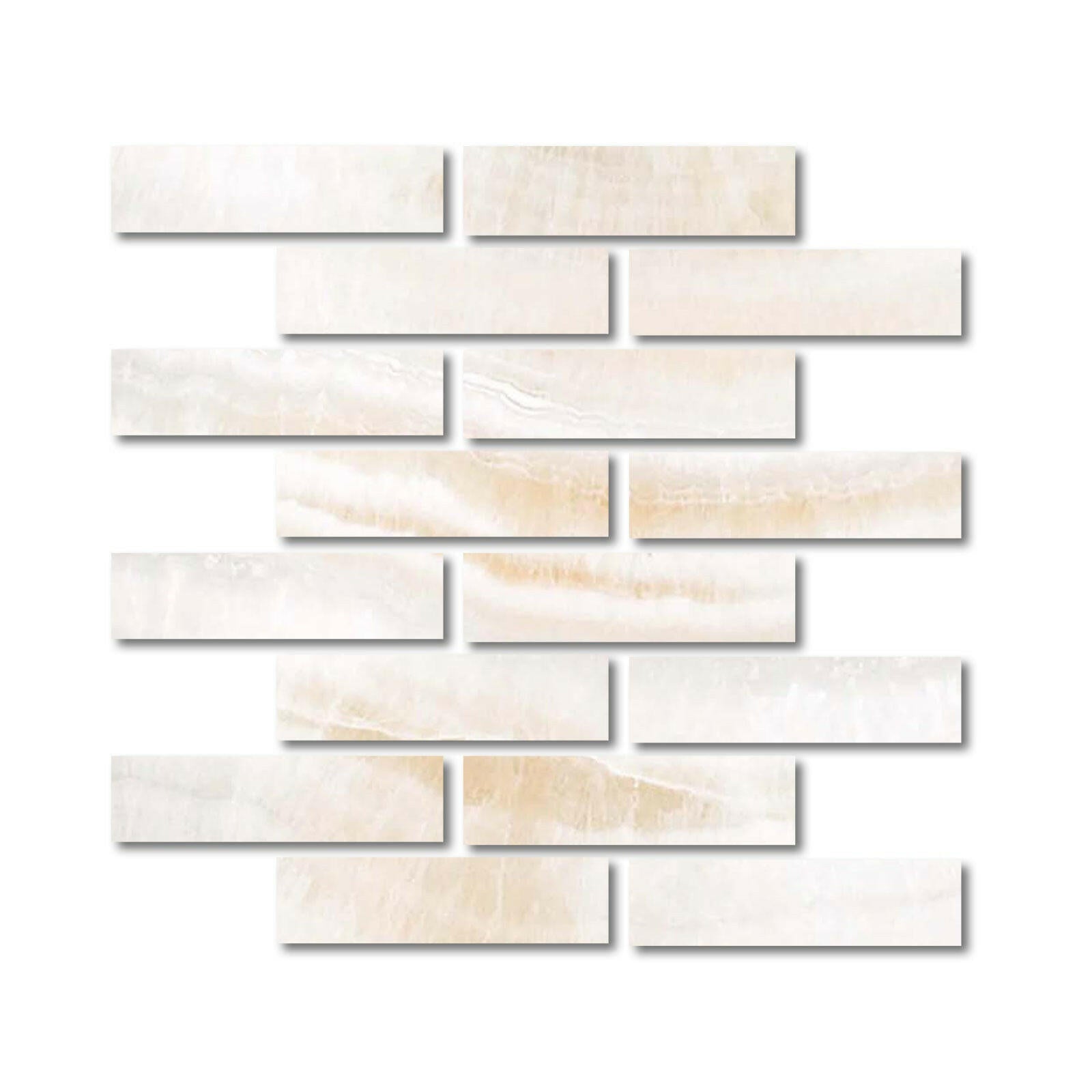 Special Cut | 3x12 Premium White Onyx VEIN-CUT Polished Tile - American Tile Depot