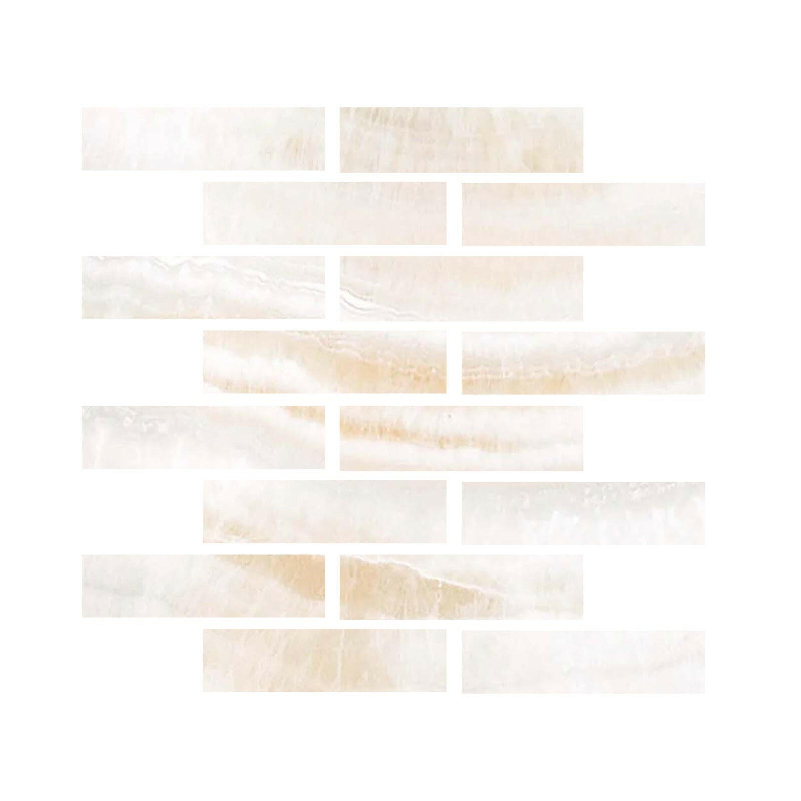 Special Cut | 3x12 Premium White Onyx VEIN-CUT Polished Tile - American Tile Depot