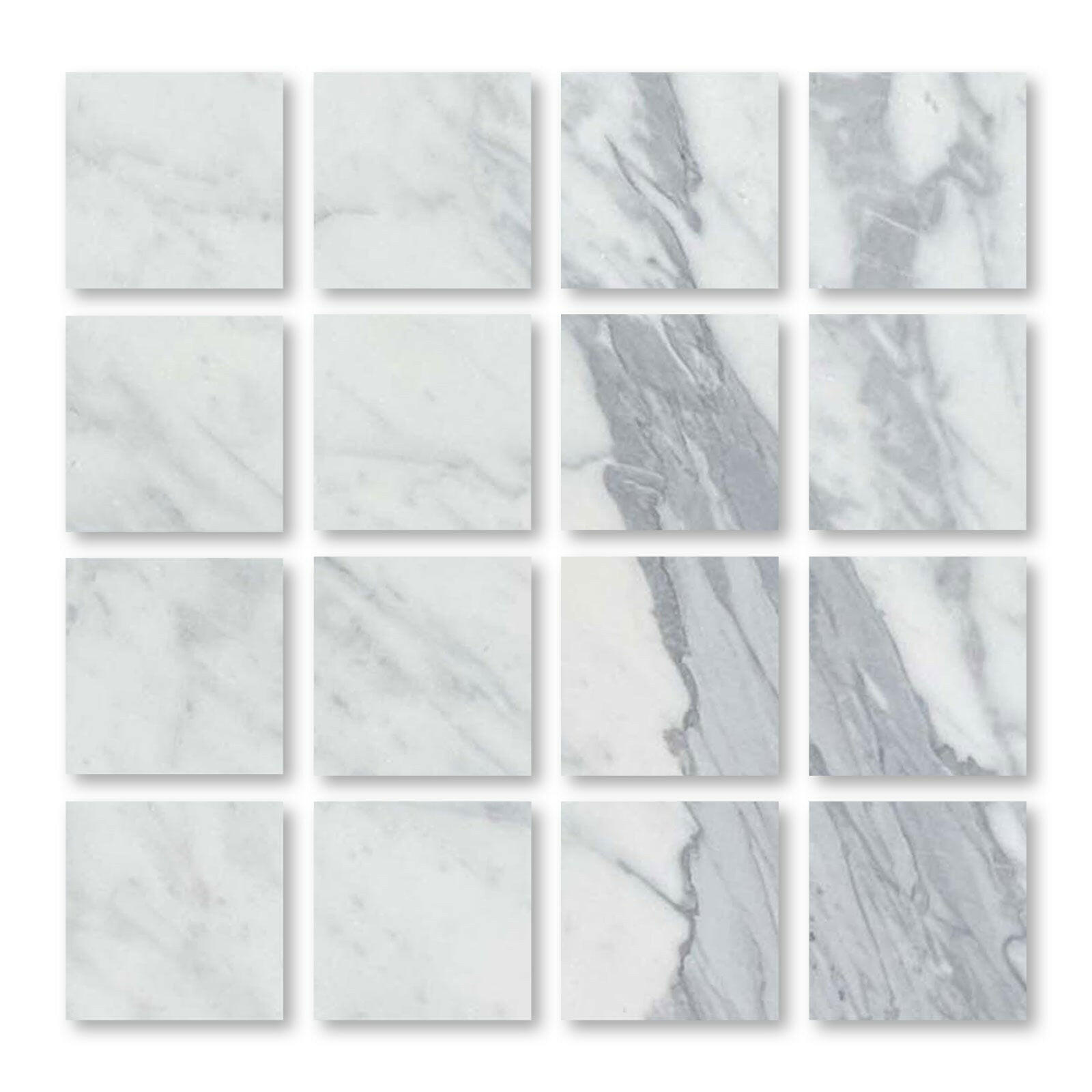 Special Cut | 3x3 Italian Statuary White Marble Honed Tile Special Cut | 3x3 Italian Statuary White Marble Honed Tile - American Tile Depot