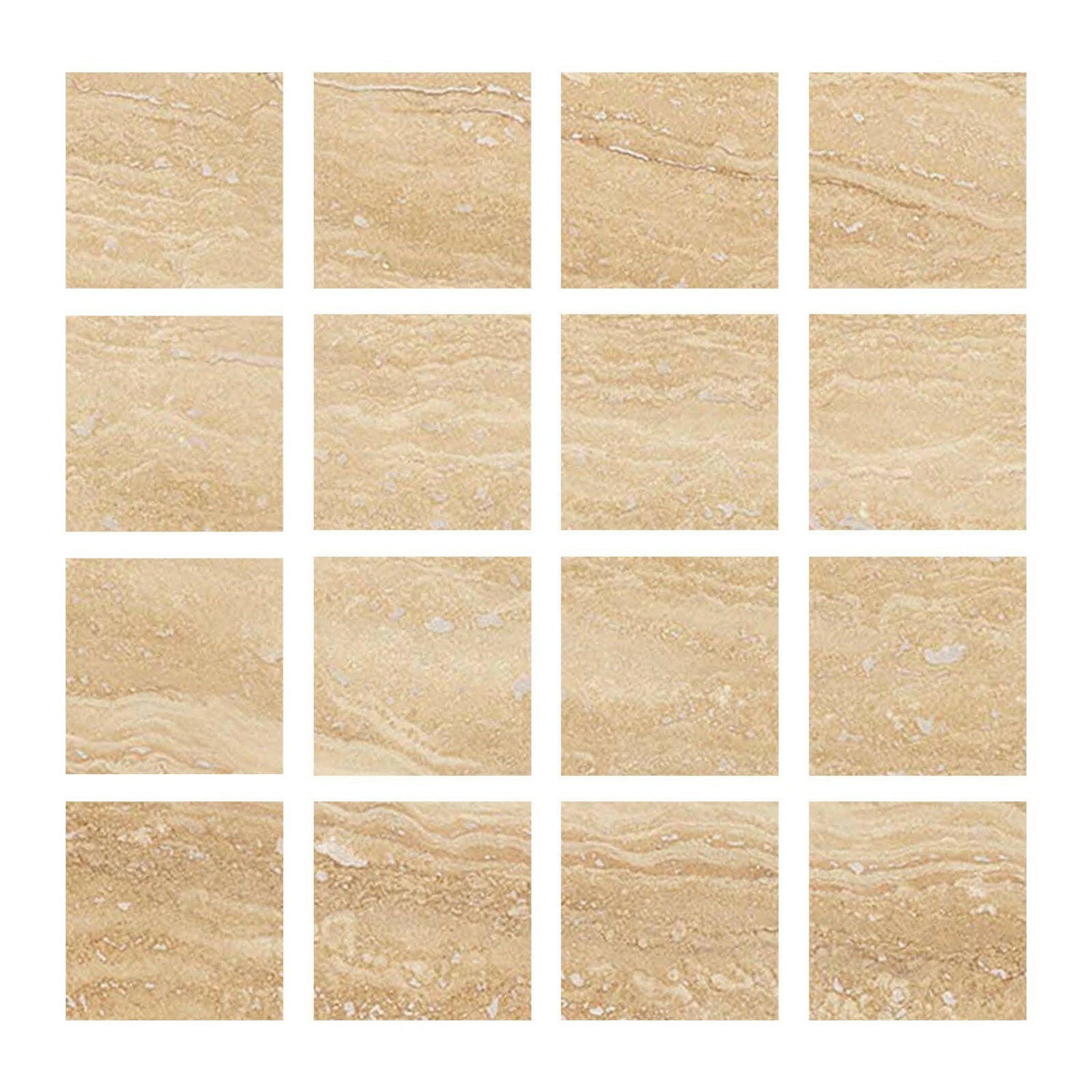 Special Cut | 3x3 Ivory Travertine Vein Cut Filled & Honed Tile Special Cut | 3x3 Ivory Travertine Vein Cut Filled & Honed Tile - American Tile Depot