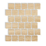 Special Cut | 3x3 Ivory Travertine Vein Cut Filled & Polished Tile Special Cut | 3x3 Ivory Travertine Vein Cut Filled & Polished Tile - American Tile Depot