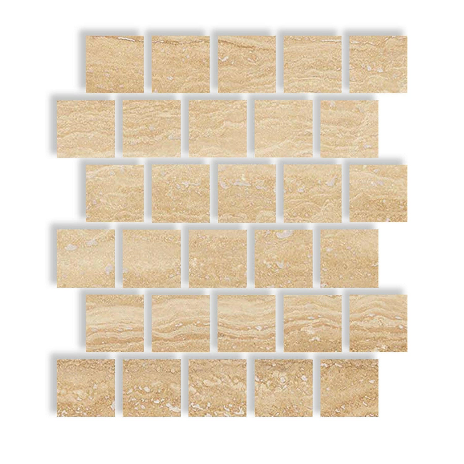 Special Cut | 3x3 Ivory Travertine Vein Cut Filled & Polished Tile Special Cut | 3x3 Ivory Travertine Vein Cut Filled & Polished Tile - American Tile Depot