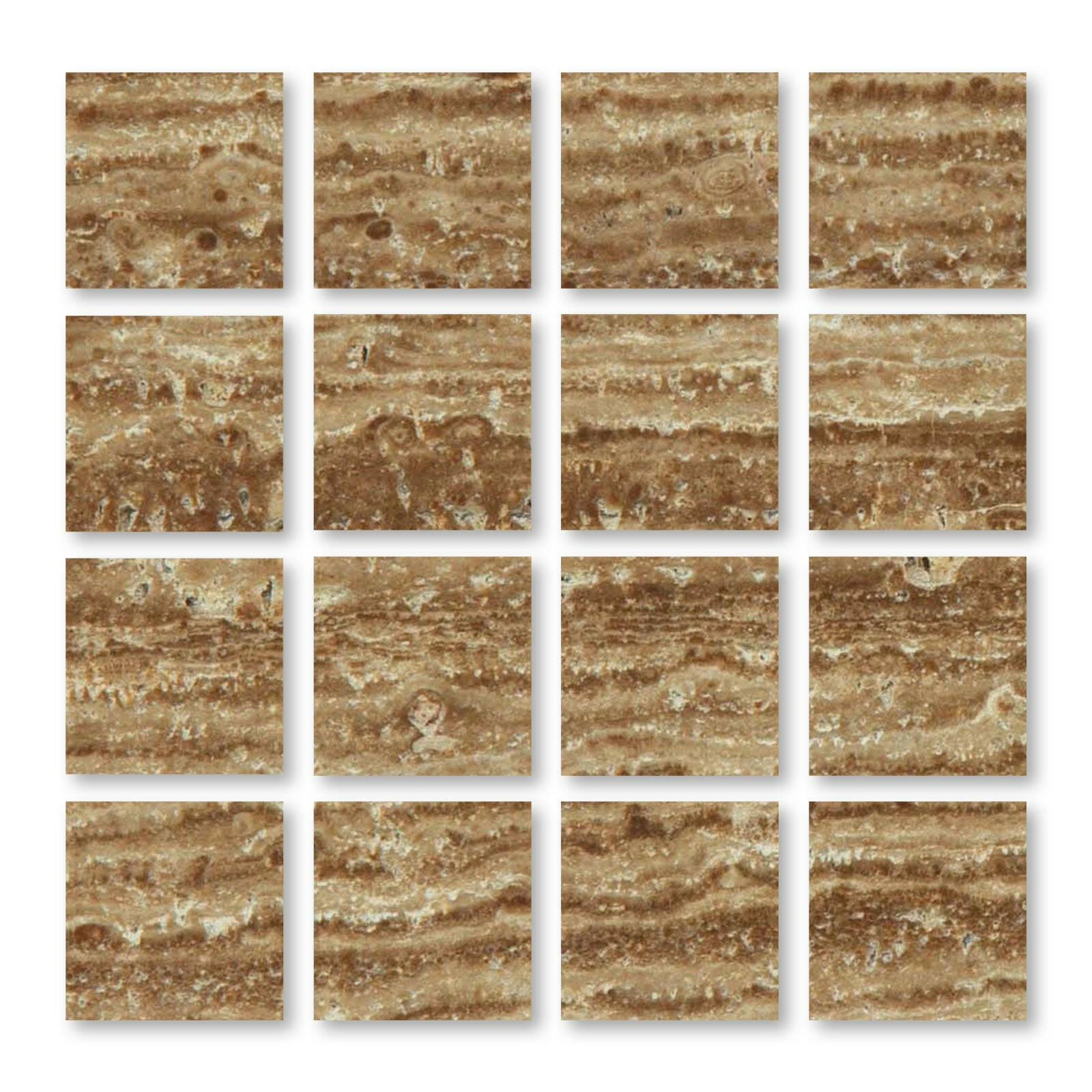 Special Cut | 3x3 Noce Exotic Travertine (Vein-Cut) Filled & Honed Tile Special Cut | 3x3 Noce Exotic Travertine (Vein-Cut) Filled & Honed Tile - American Tile Depot