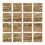 Special Cut | 3x3 Noce Exotic Travertine (Vein-Cut) Filled & Honed Tile Special Cut | 3x3 Noce Exotic Travertine (Vein-Cut) Filled & Honed Tile - American Tile Depot
