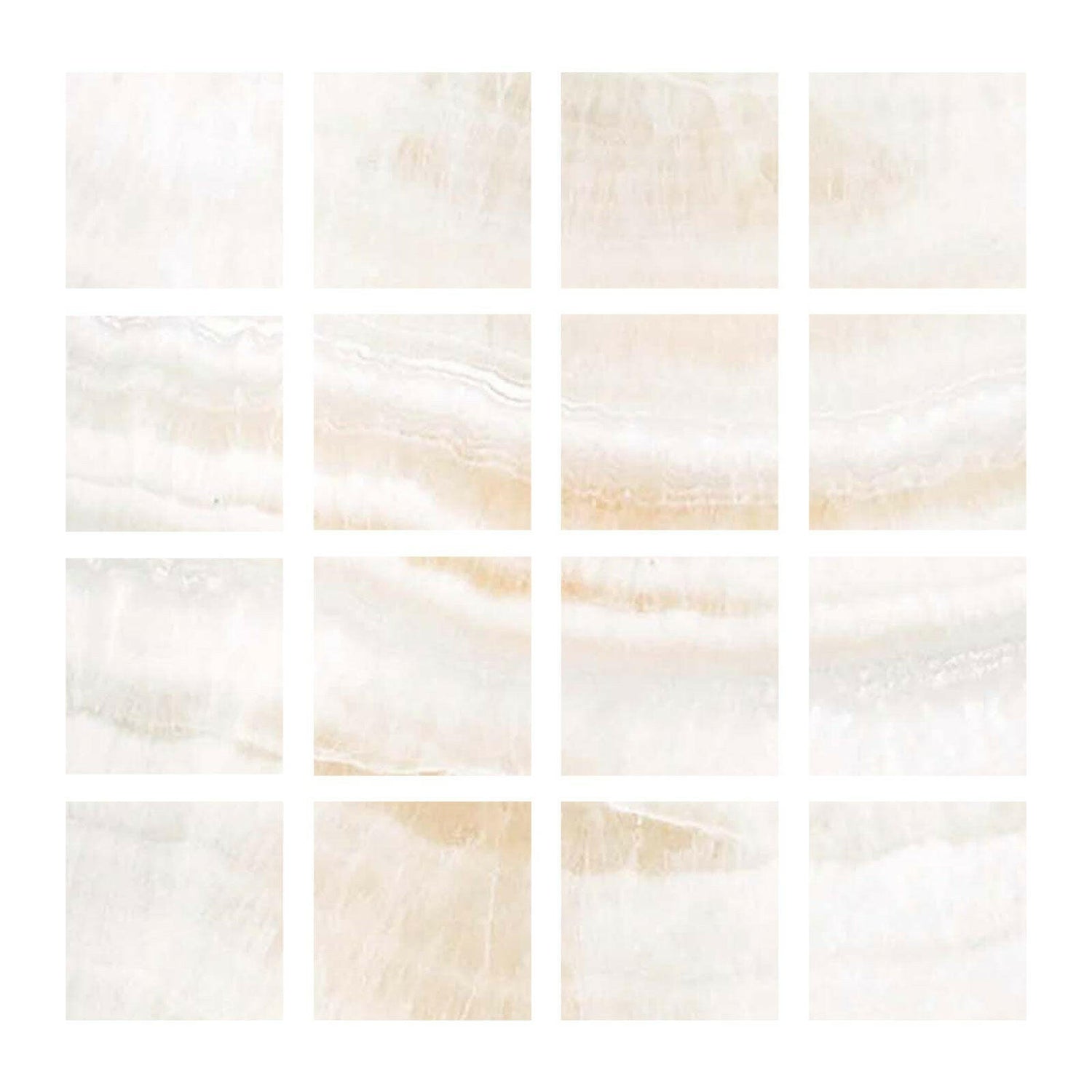 Special Cut | 3x3 Premium White Onyx VEIN-CUT Polished Tile Special Cut | 3x3 Premium White Onyx VEIN-CUT Polished Tile - American Tile Depot