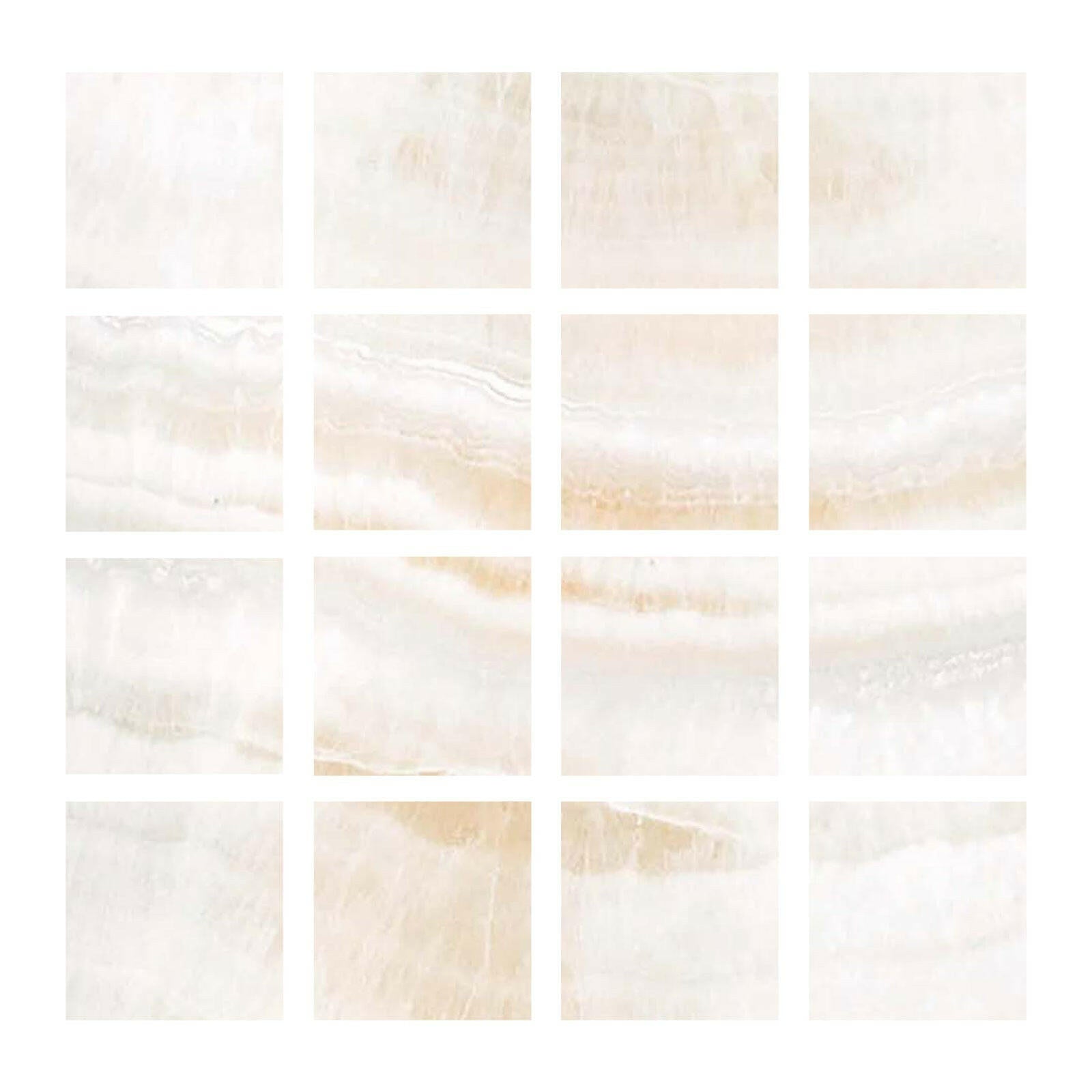 Special Cut | 3x3 Premium White Onyx VEIN-CUT Polished Tile - American Tile Depot