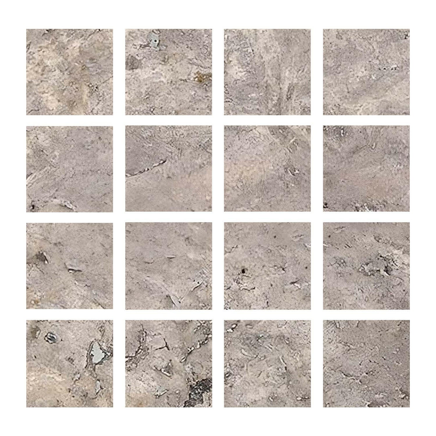Special Cut | 3x3 Silver Travertine Filled & Honed Tile Special Cut | 3x3 Silver Travertine Filled & Honed Tile - American Tile Depot