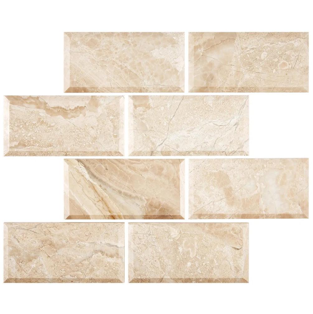 3x6 Diano Royal (Queen Beige) Polished & Beveled Tile 3x6 Diano Royal (Queen Beige) Polished & Beveled Tile - American Tile Depot