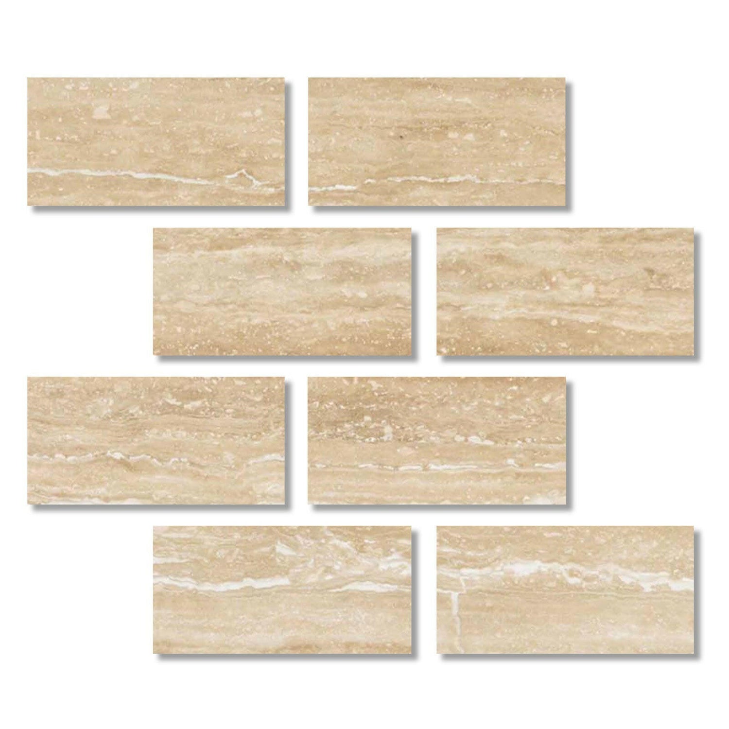 Special Cut | 3x6 Ivory Travertine Vein Cut Filled & Polished Tile Special Cut | 3x6 Ivory Travertine Vein Cut Filled & Polished Tile - American Tile Depot