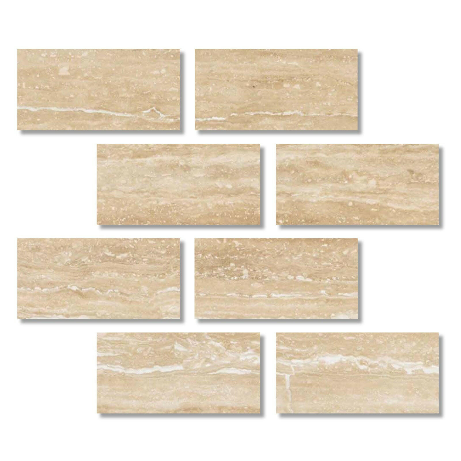 Special Cut | 3x6 Ivory Travertine Vein Cut Filled & Polished Tile Special Cut | 3x6 Ivory Travertine Vein Cut Filled & Polished Tile - American Tile Depot