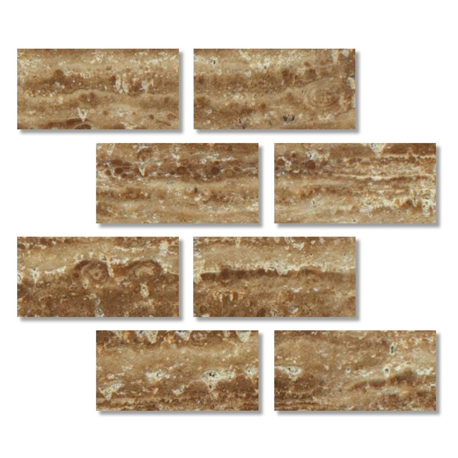 Special Cut | 3x6 Noce Exotic Travertine (Vein-Cut) Filled & Honed Tile Special Cut | 3x6 Noce Exotic Travertine (Vein-Cut) Filled & Honed Tile - American Tile Depot