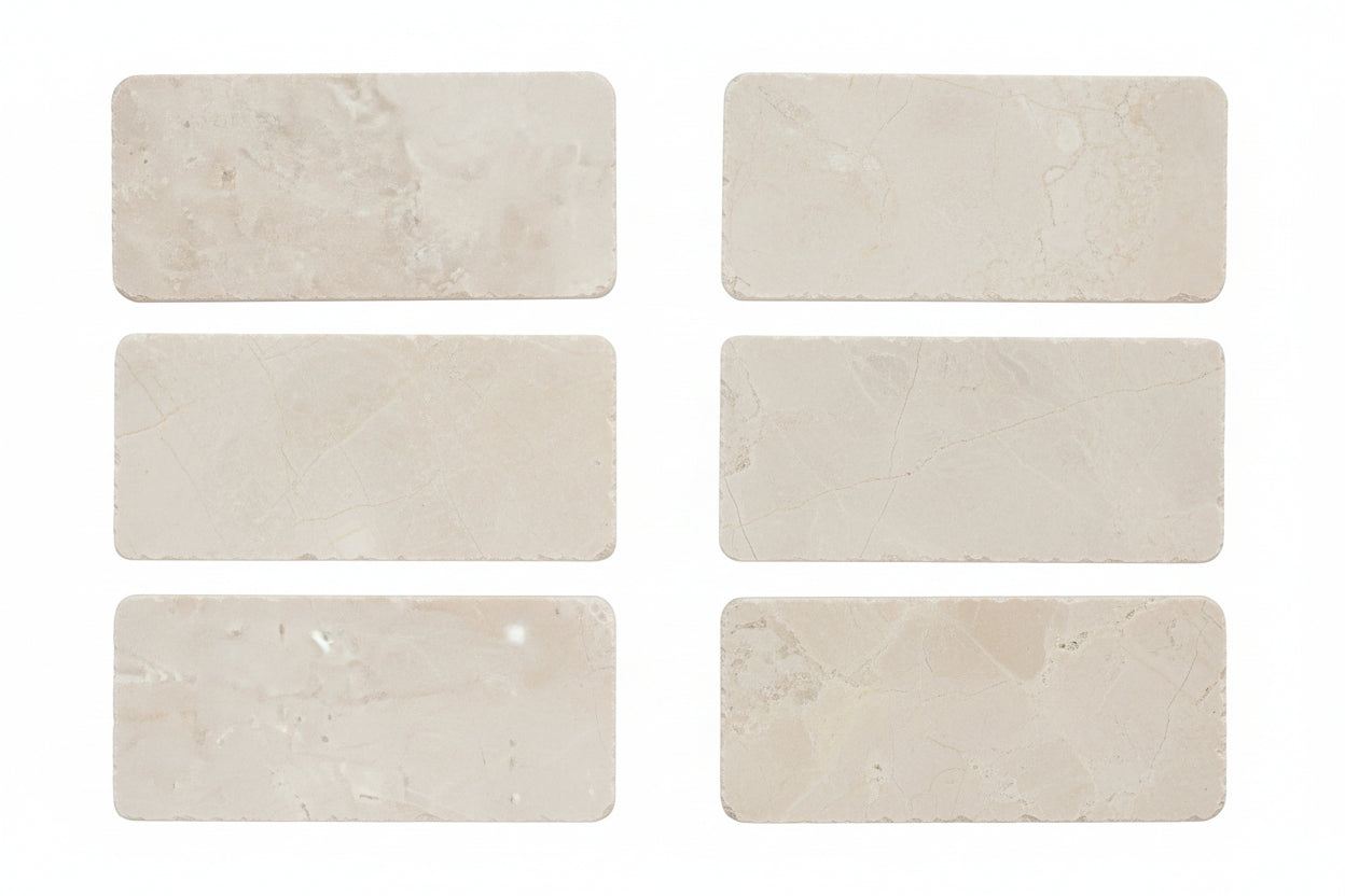 Special Cut | 3x6 White Pearl / Botticino Marble Polished Tile Special Cut | 3x6 White Pearl / Botticino Marble Polished Tile - American Tile Depot