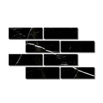Special Cut | 4x12 Black Marquina Marble Honed Tile Special Cut | 4x12 Black Marquina Marble Honed Tile - American Tile Depot