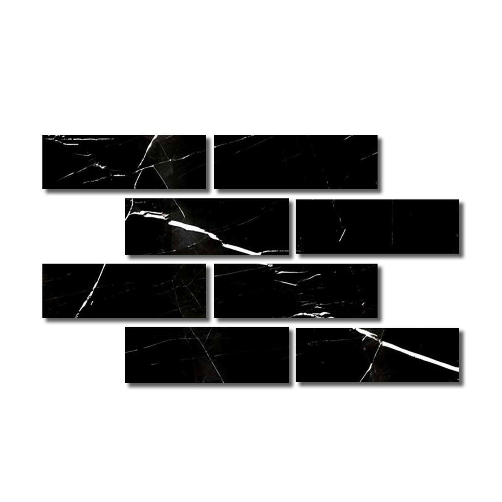 Special Cut | 4x12 Black Marquina Marble Honed Tile Special Cut | 4x12 Black Marquina Marble Honed Tile - American Tile Depot