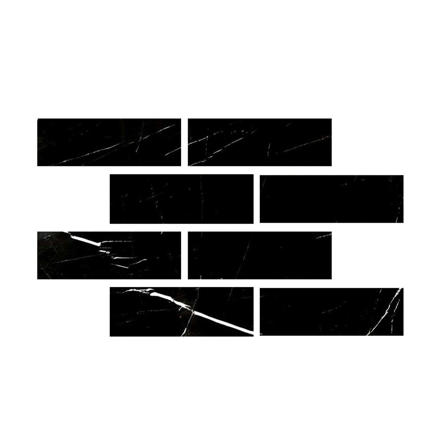 Special Cut | 4x12 Black Marquina Marble Honed Tile Special Cut | 4x12 Black Marquina Marble Honed Tile - American Tile Depot