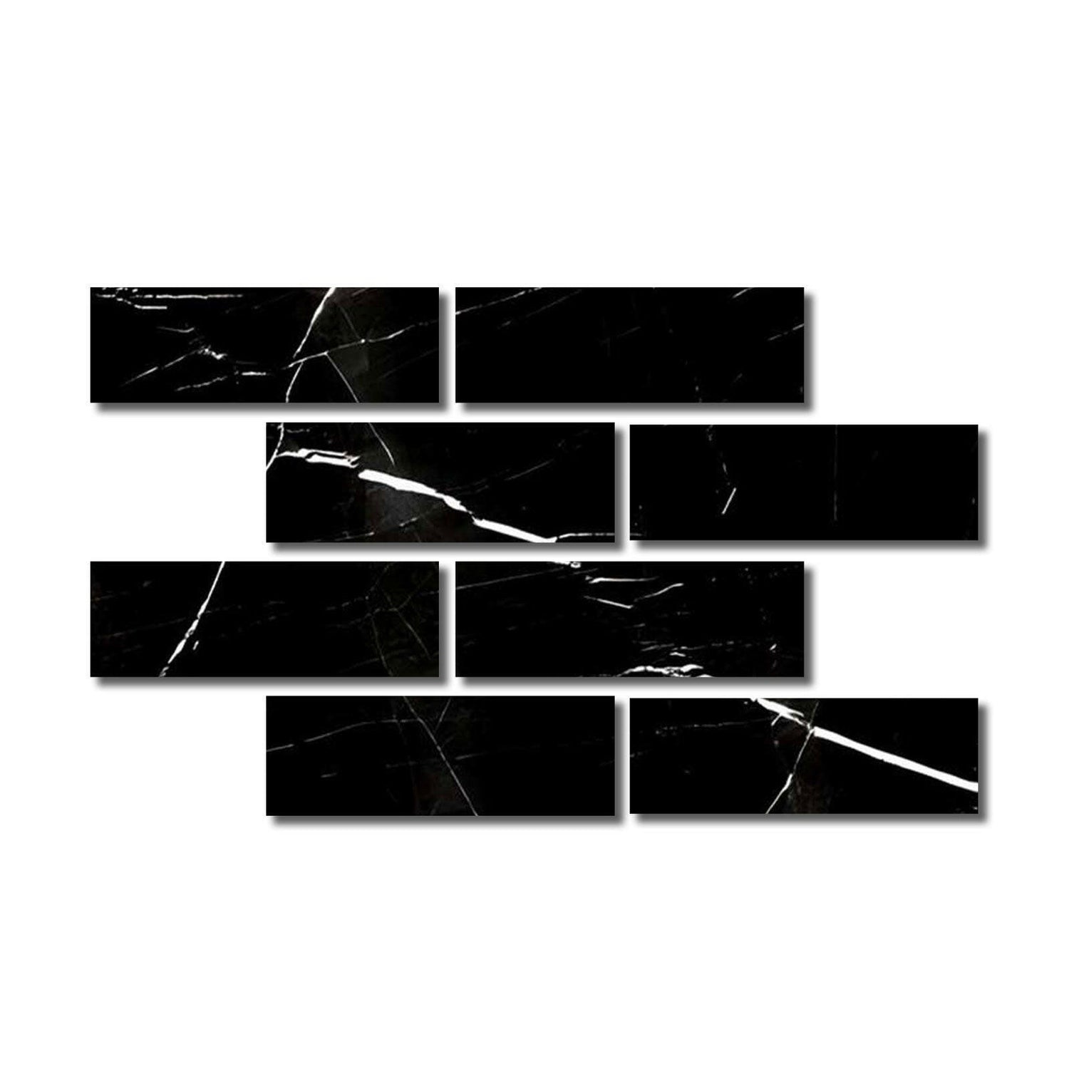 Special Cut | 4x12 Black Marquina Marble Polished Tile Special Cut | 4x12 Black Marquina Marble Polished Tile - American Tile Depot