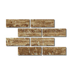 Special Cut | 4x12 Noce Exotic Travertine (Vein-Cut) Filled & Polished Tile Special Cut | 4x12 Noce Exotic Travertine (Vein-Cut) Filled & Polished Tile - American Tile Depot