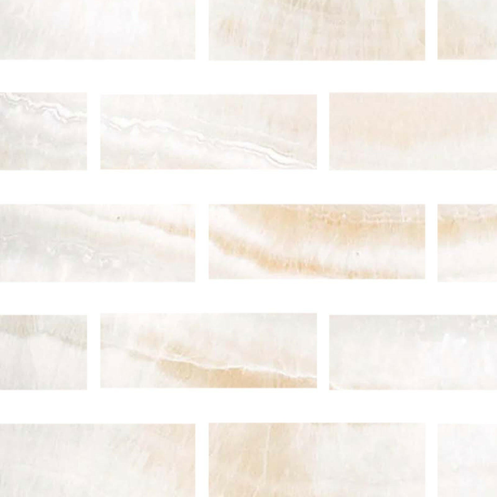 Special Cut | 4x12 Premium White Onyx VEIN-CUT Polished Tile - American Tile Depot