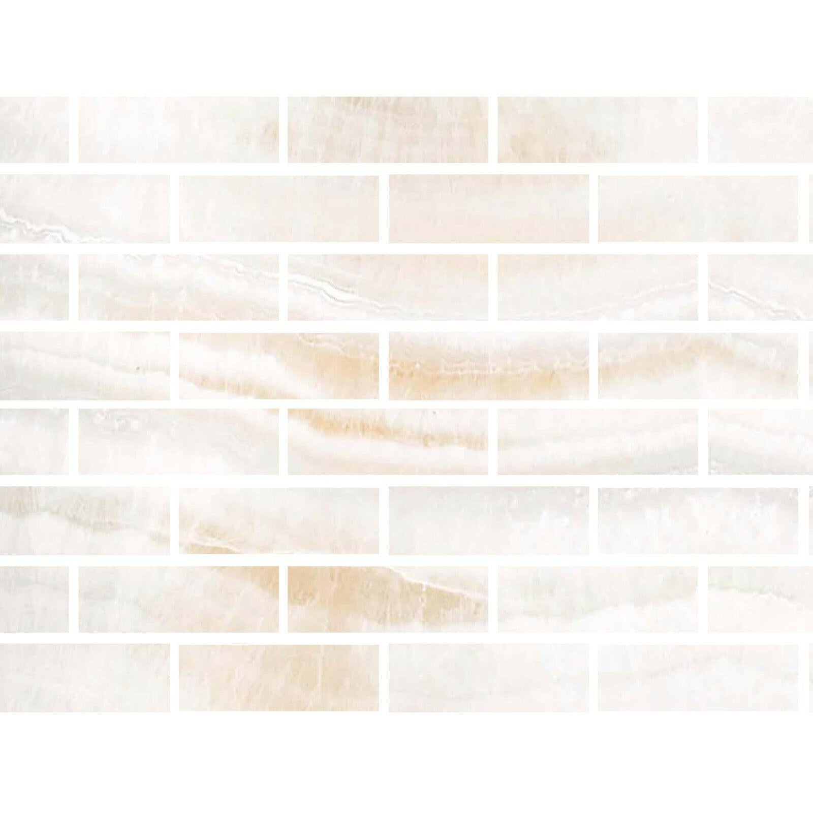 Special Cut | 4x12 Premium White Onyx VEIN-CUT Polished Tile - American Tile Depot