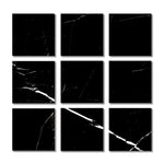 Special Cut | 4x4 Black Marquina Marble Honed Tile Special Cut | 4x4 Black Marquina Marble Honed Tile - American Tile Depot