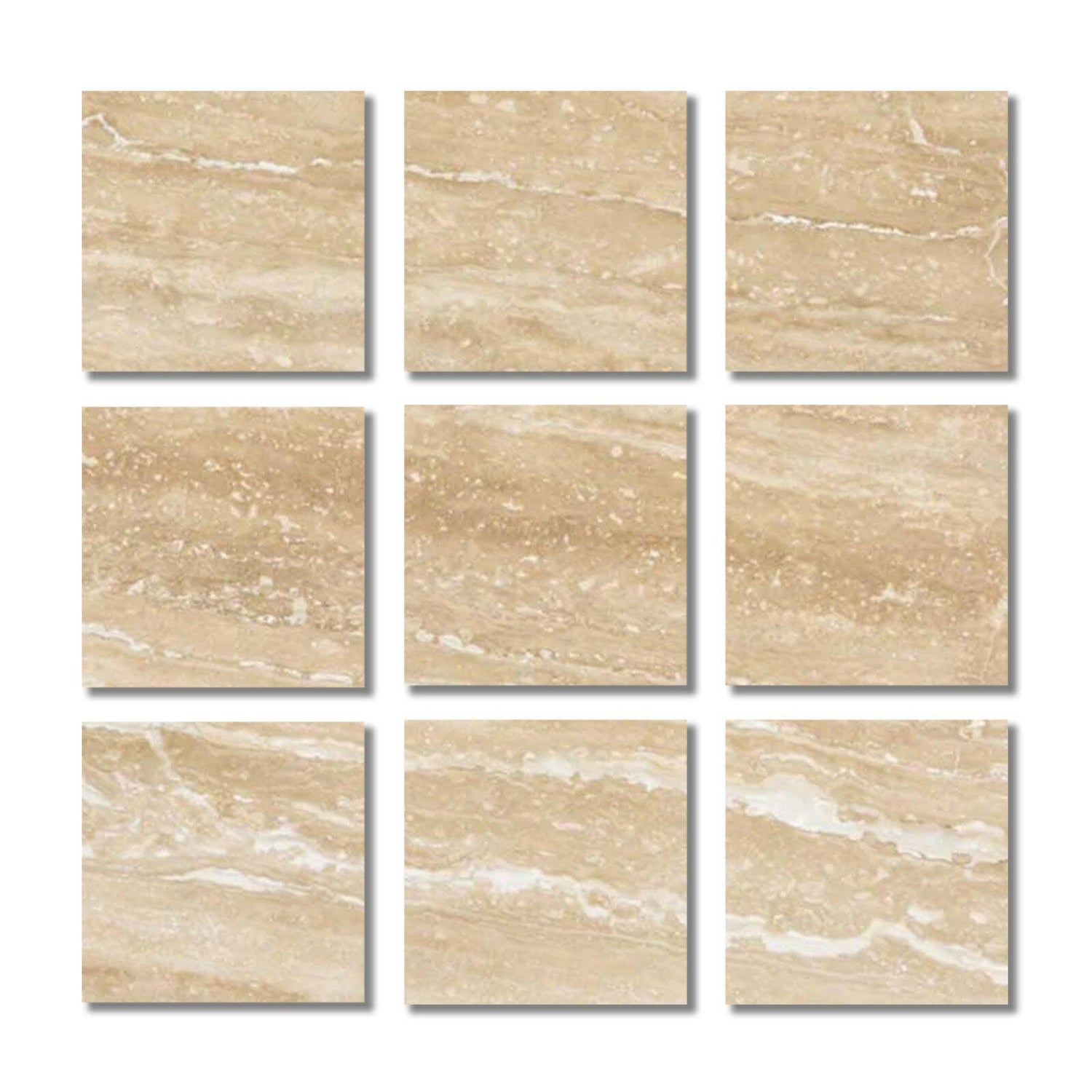 Special Cut | 4x4 Ivory Travertine Vein Cut Filled & Honed Tile Special Cut | 4x4 Ivory Travertine Vein Cut Filled & Honed Tile - American Tile Depot