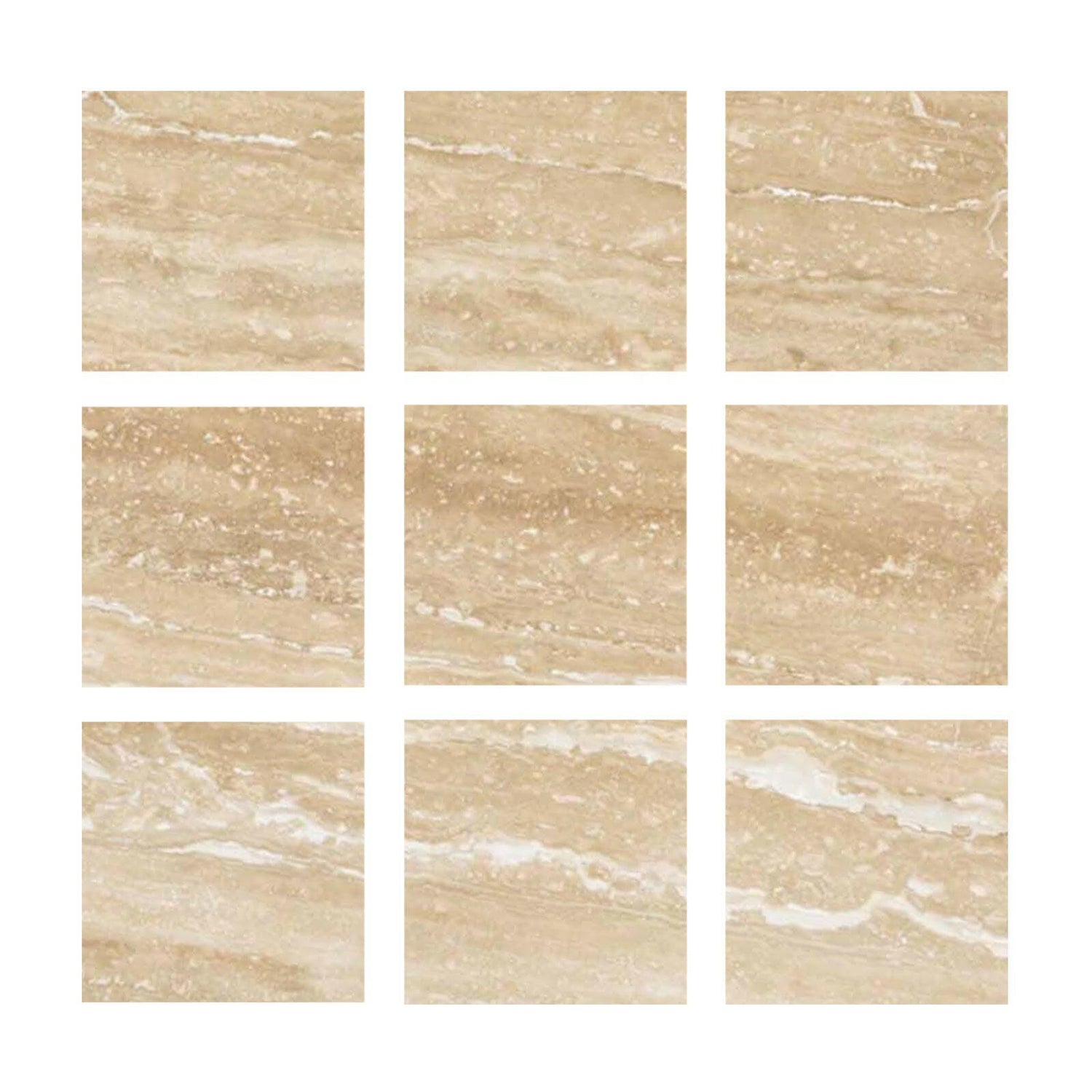 Special Cut | 4x4 Ivory Travertine Vein Cut Filled & Honed Tile Special Cut | 4x4 Ivory Travertine Vein Cut Filled & Honed Tile - American Tile Depot