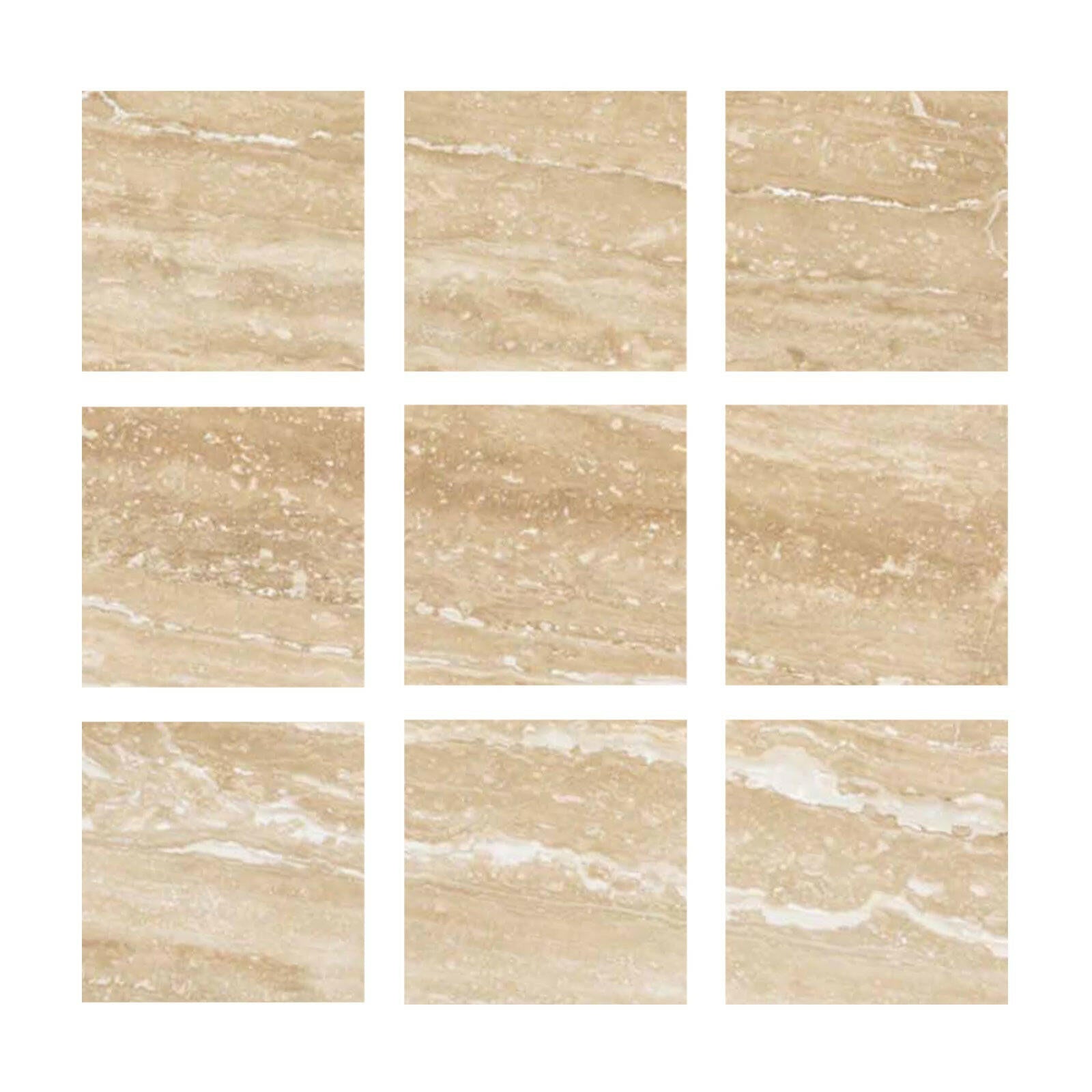 Special Cut | 4x4 Ivory Travertine Vein Cut Filled & Honed Tile Special Cut | 4x4 Ivory Travertine Vein Cut Filled & Honed Tile - American Tile Depot