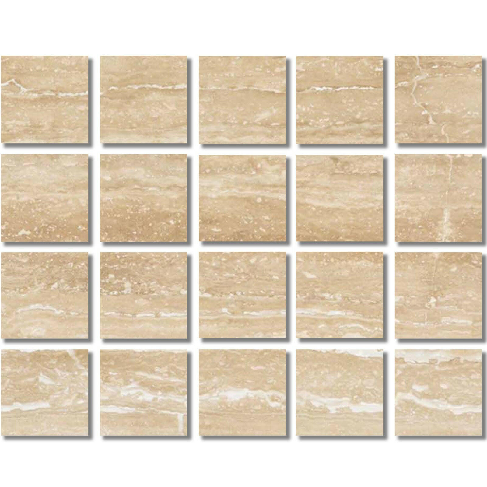 Special Cut | 4x4 Ivory Travertine Vein Cut Filled & Polished Tile Special Cut | 4x4 Ivory Travertine Vein Cut Filled & Polished Tile - American Tile Depot