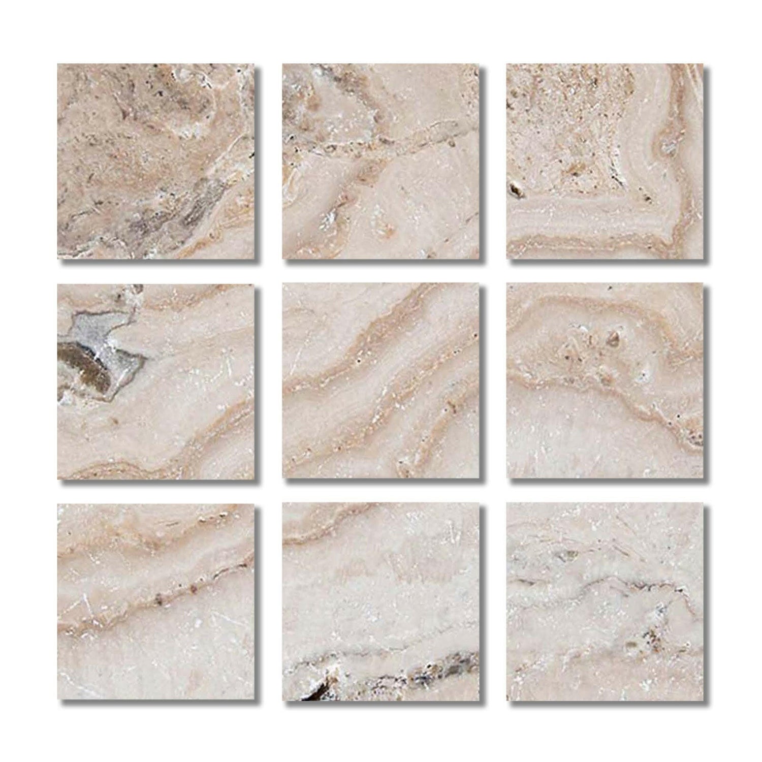 Special Cut | 4x4 Malibu Travertine Filled & Honed Tile Special Cut | 4x4 Malibu Travertine Filled & Honed Tile - American Tile Depot