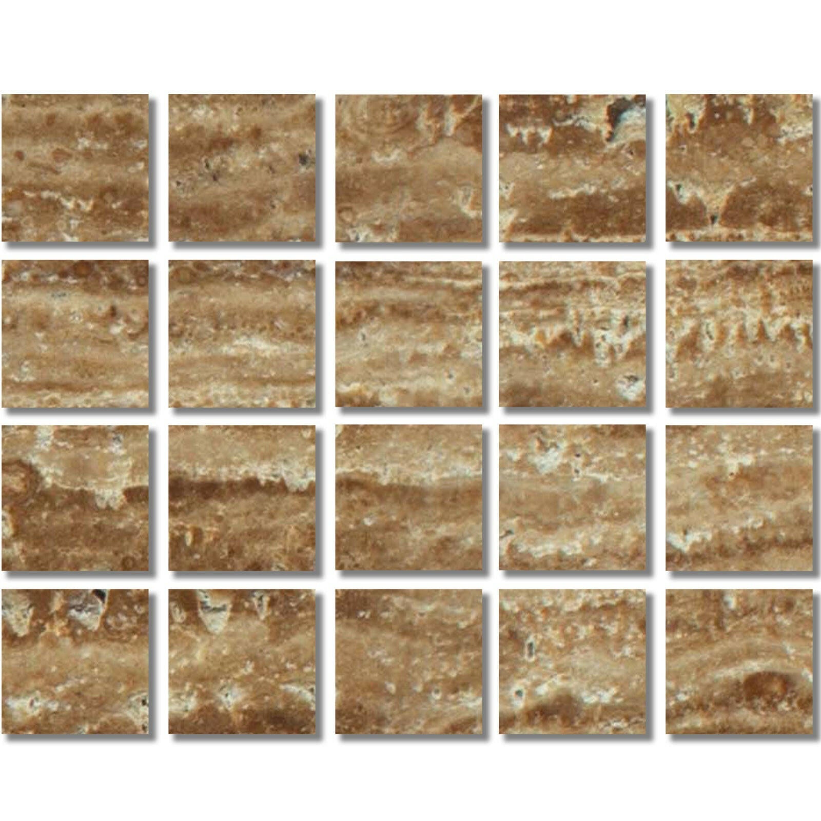 Special Cut | 4x4 Noce Exotic Travertine (Vein-Cut) Filled & Polished Tile Special Cut | 4x4 Noce Exotic Travertine (Vein-Cut) Filled & Polished Tile - American Tile Depot